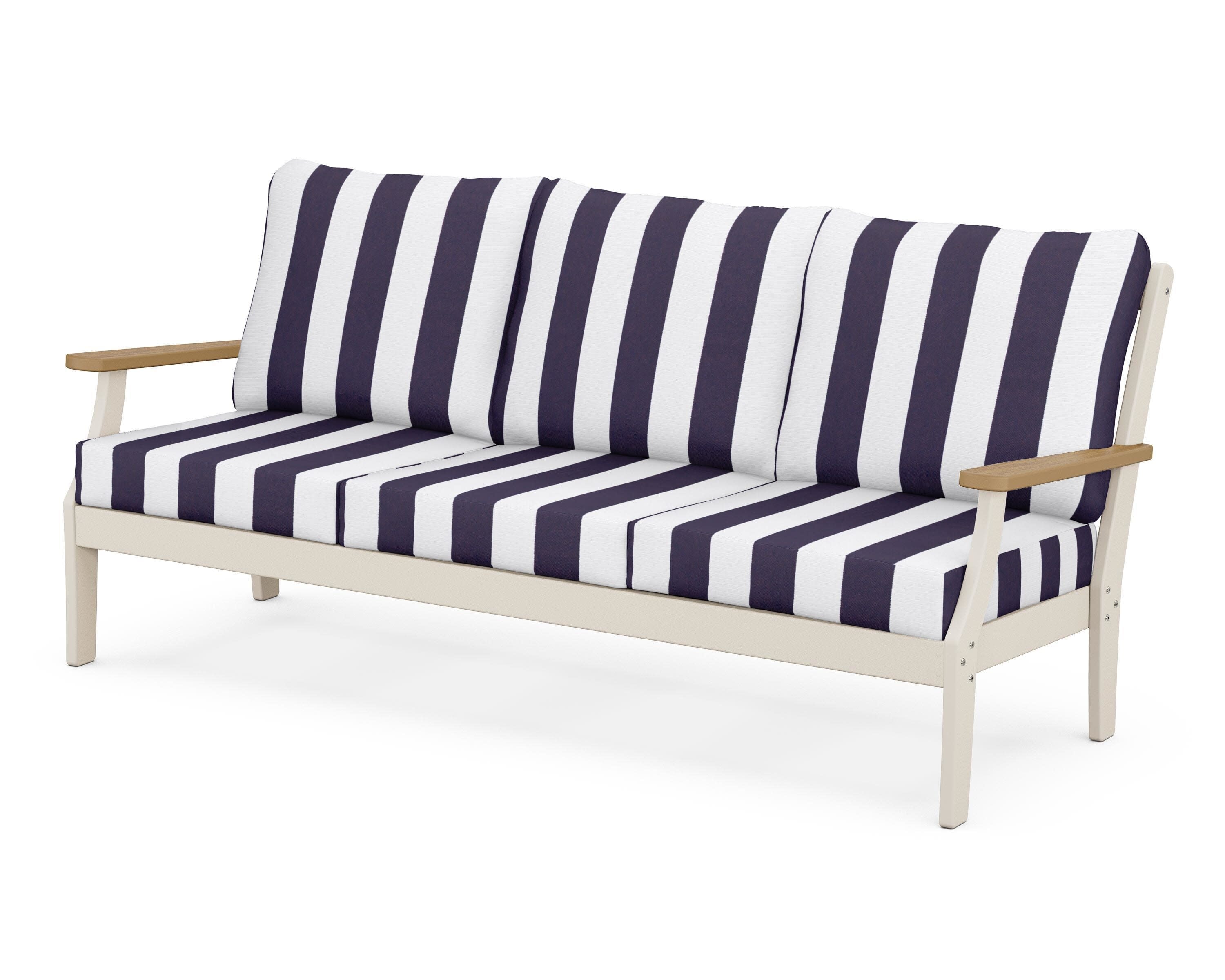 Braxton Deep Seating Sofa in Sand / Natural / Cabana Stripe Navy