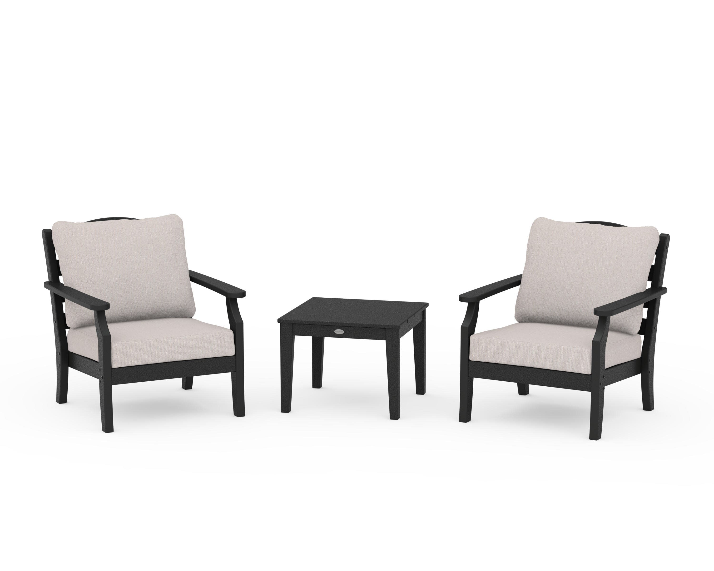 Savannah 3-Piece Deep Seating Set in Black / Dune Burlap