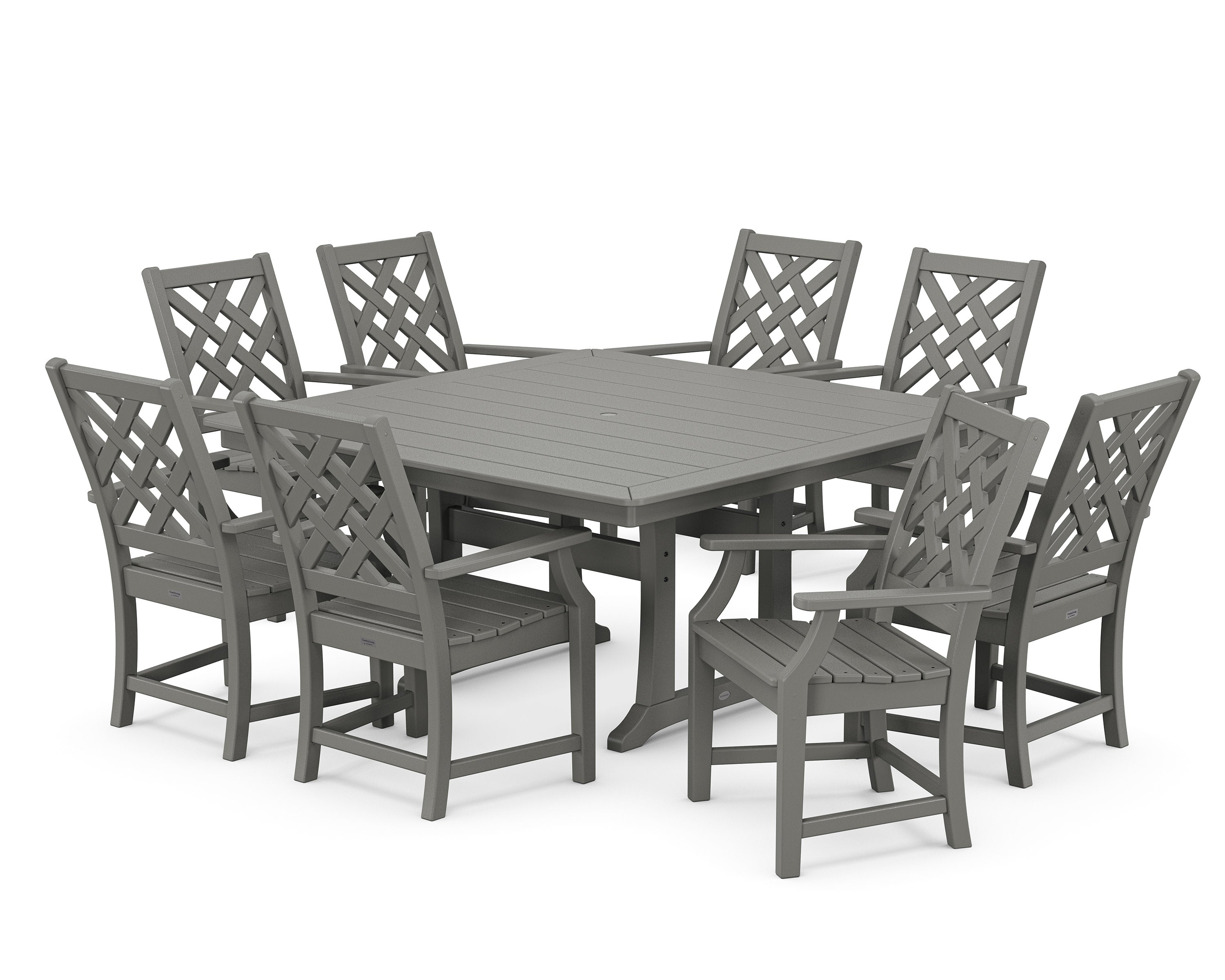Wovendale 9-Piece Square Dining Set with Trestle Legs in Slate Grey
