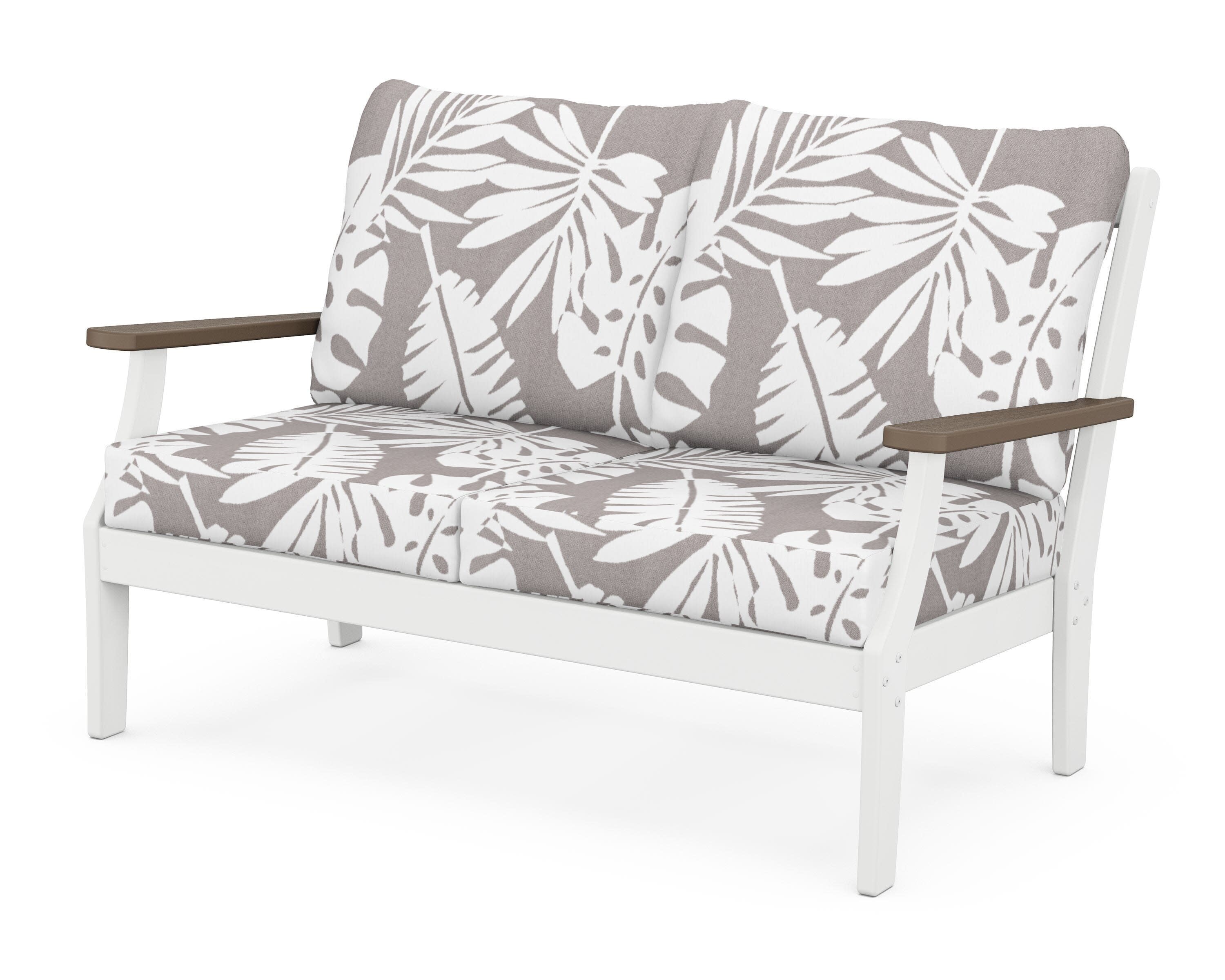 Braxton Deep Seating Loveseat in White / Kona / Leaf Grey Mist