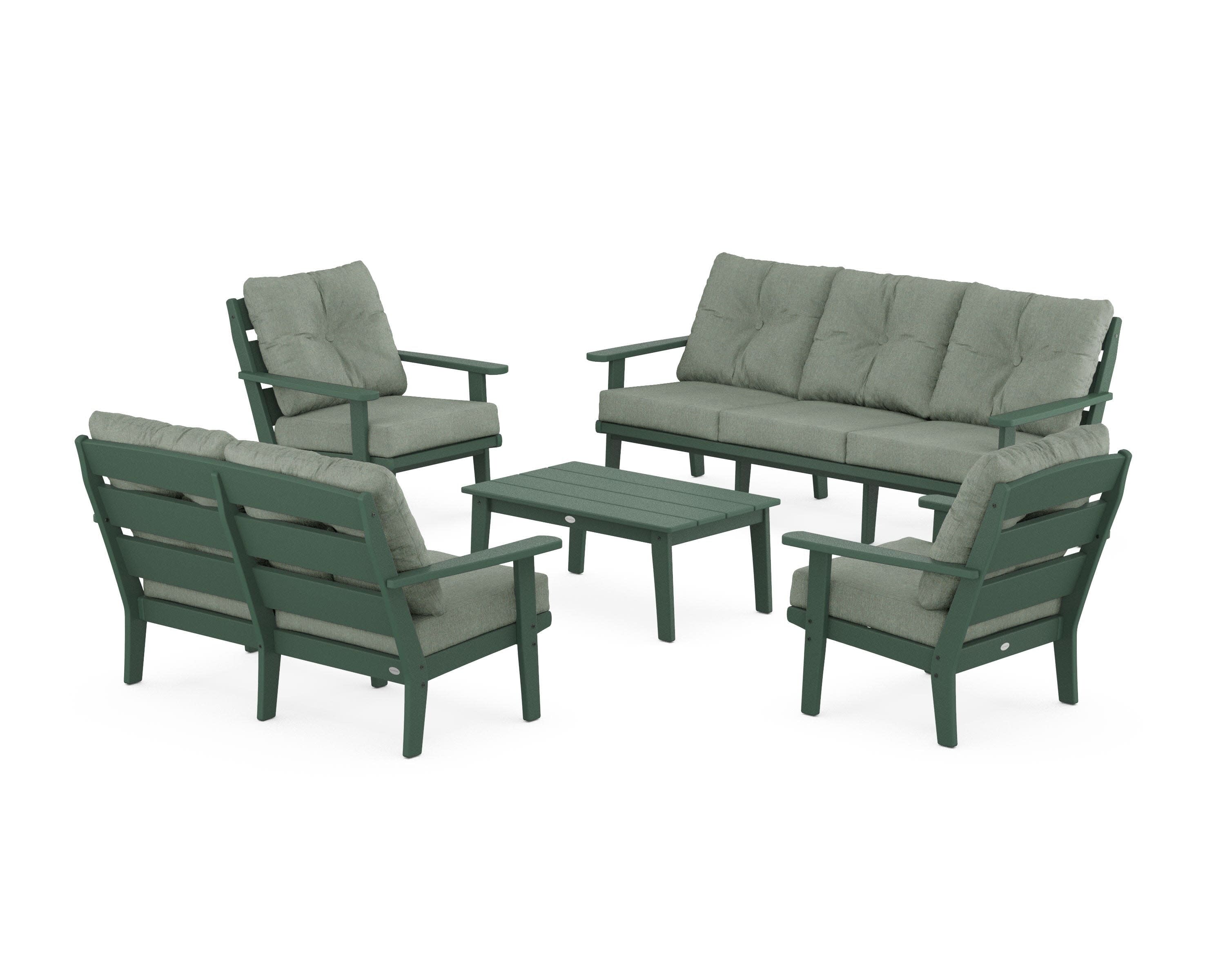Lakeside 5-Piece Lounge Sofa Set in Green / Cast Sage