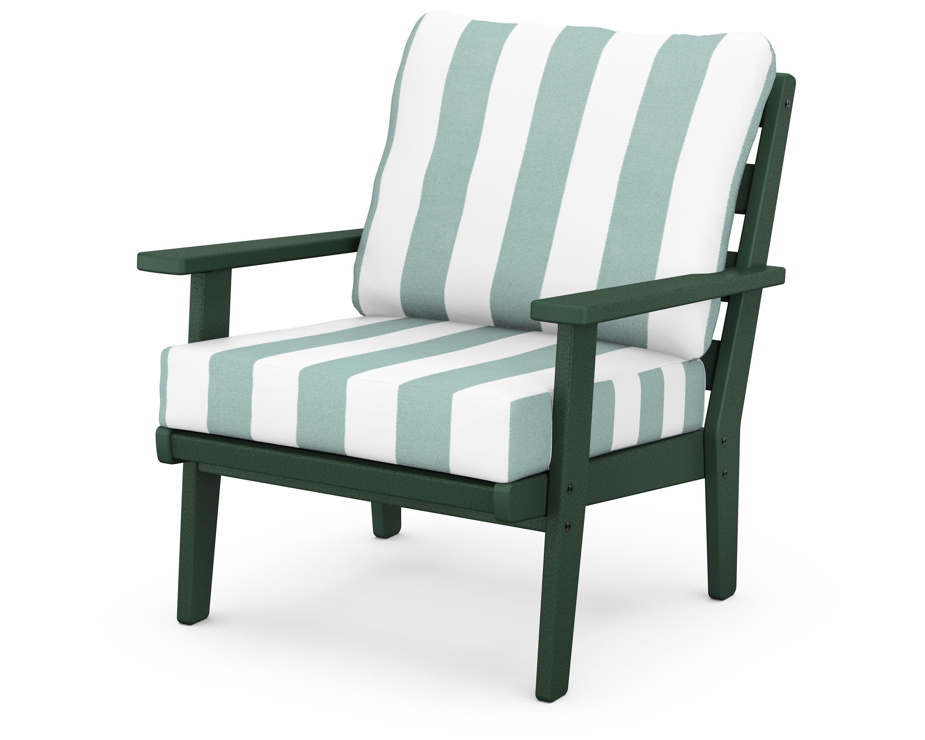 Grant Park Deep Seating Chair in Green / Cabana Stripe Glacier Spa