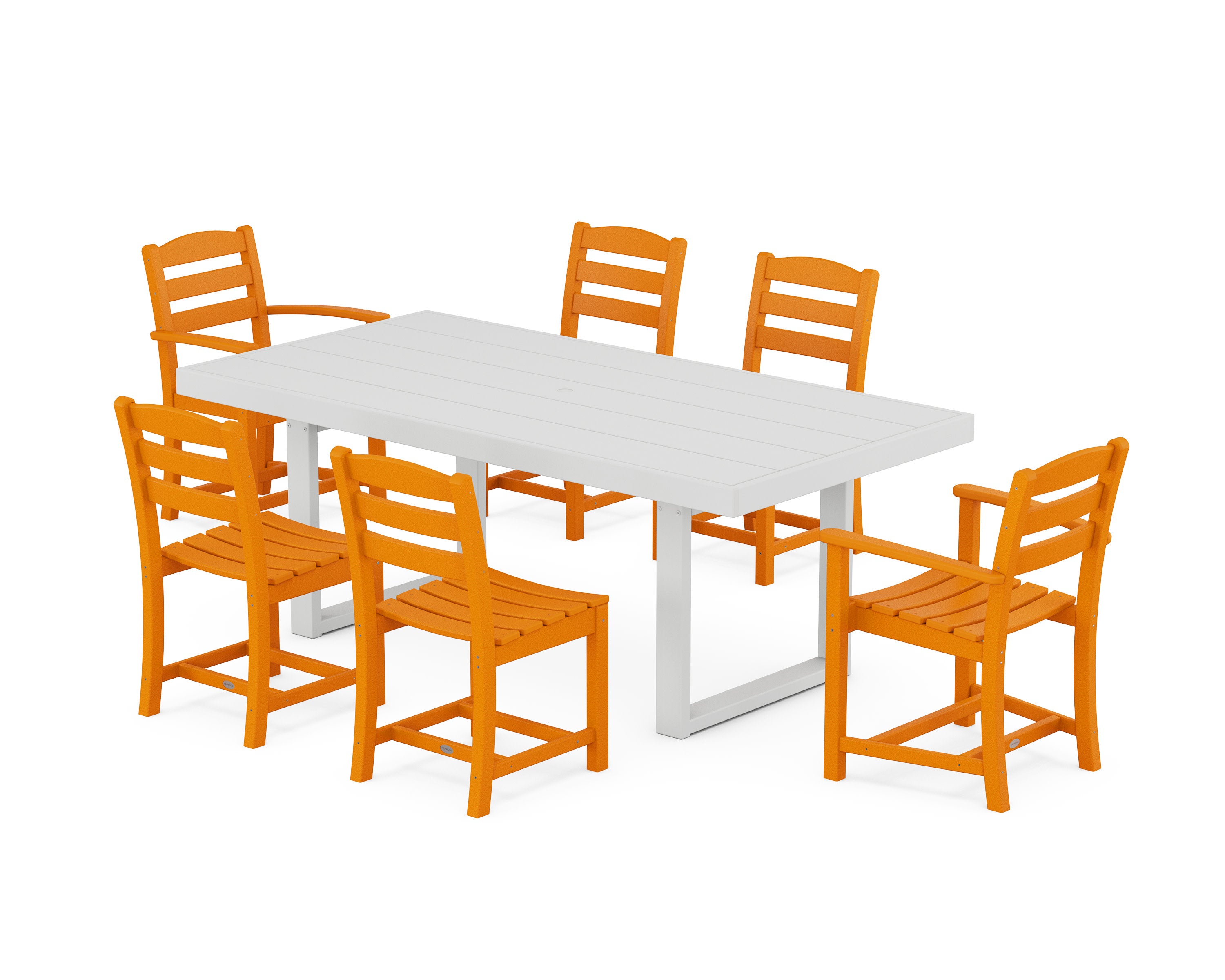 La Casa Caf 7-Piece Dining Set in Tangerine / White