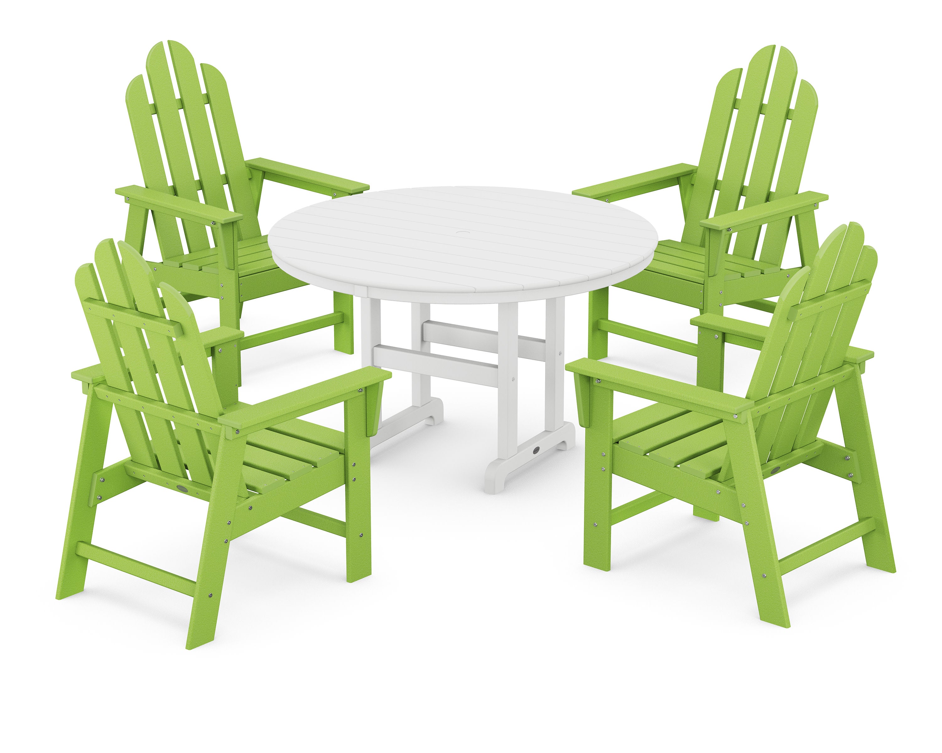 Long Island 5-Piece Round Farmhouse Dining Set in Lime / White