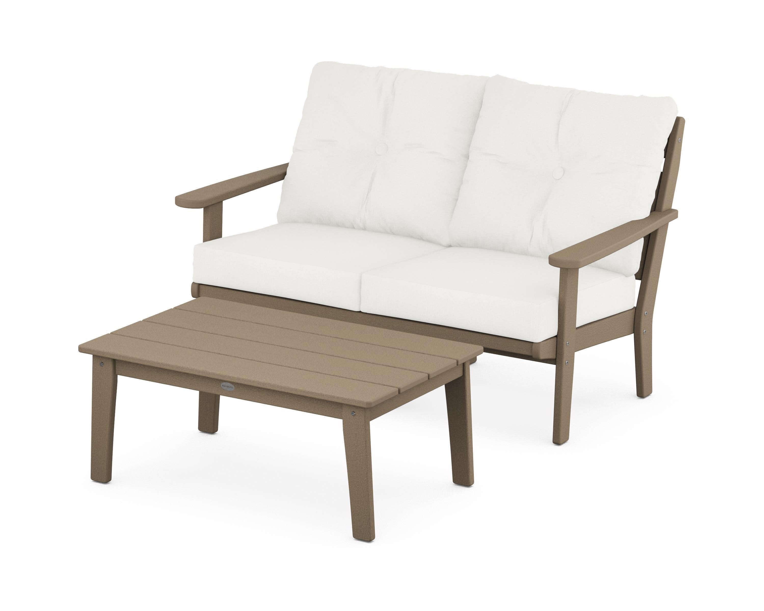 Lakeside 2-Piece Lounge Loveseat Set in Vintage Sahara / Natural Linen