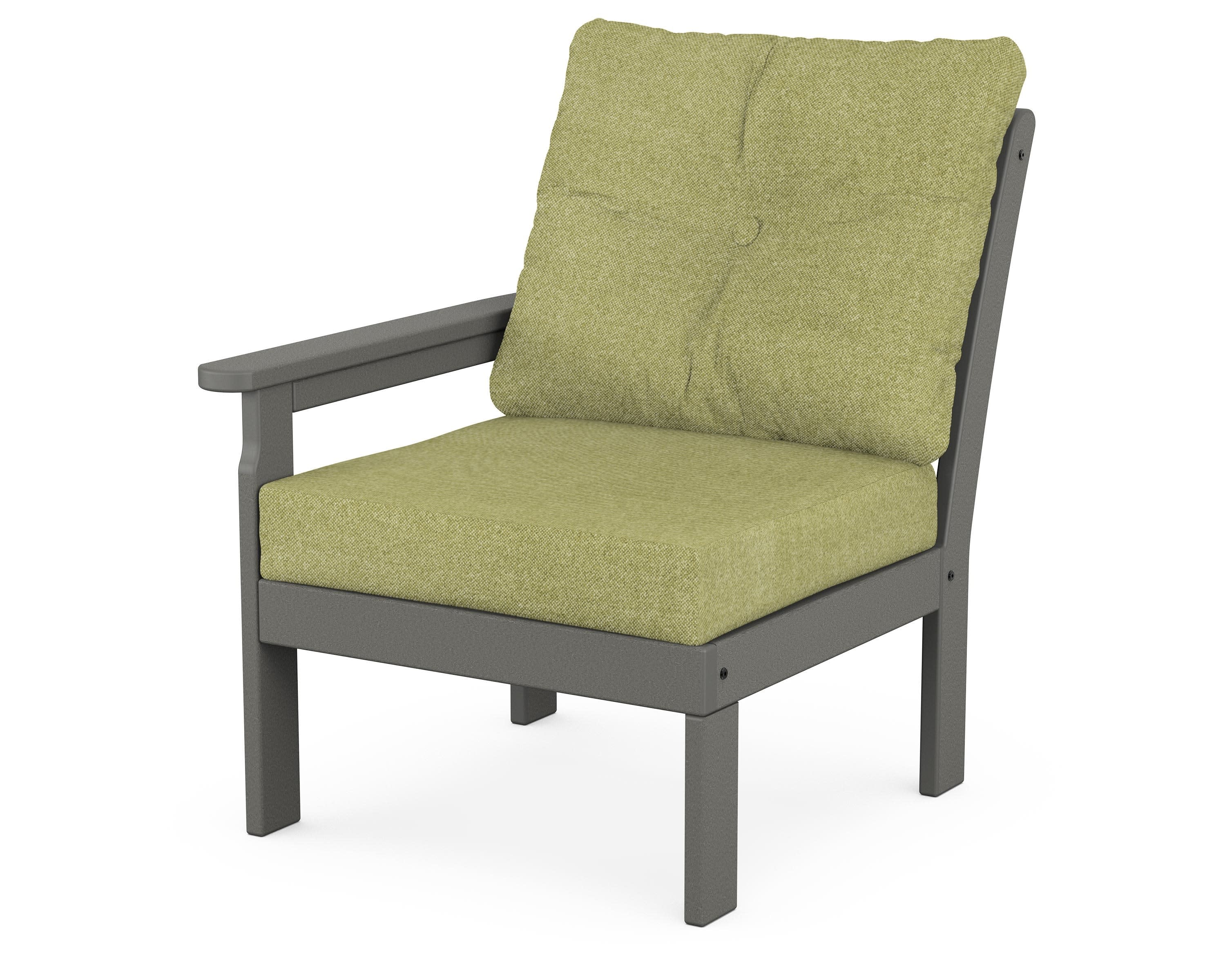 Vineyard Modular Left Arm Chair in Slate Grey / Chartreuse Boucle