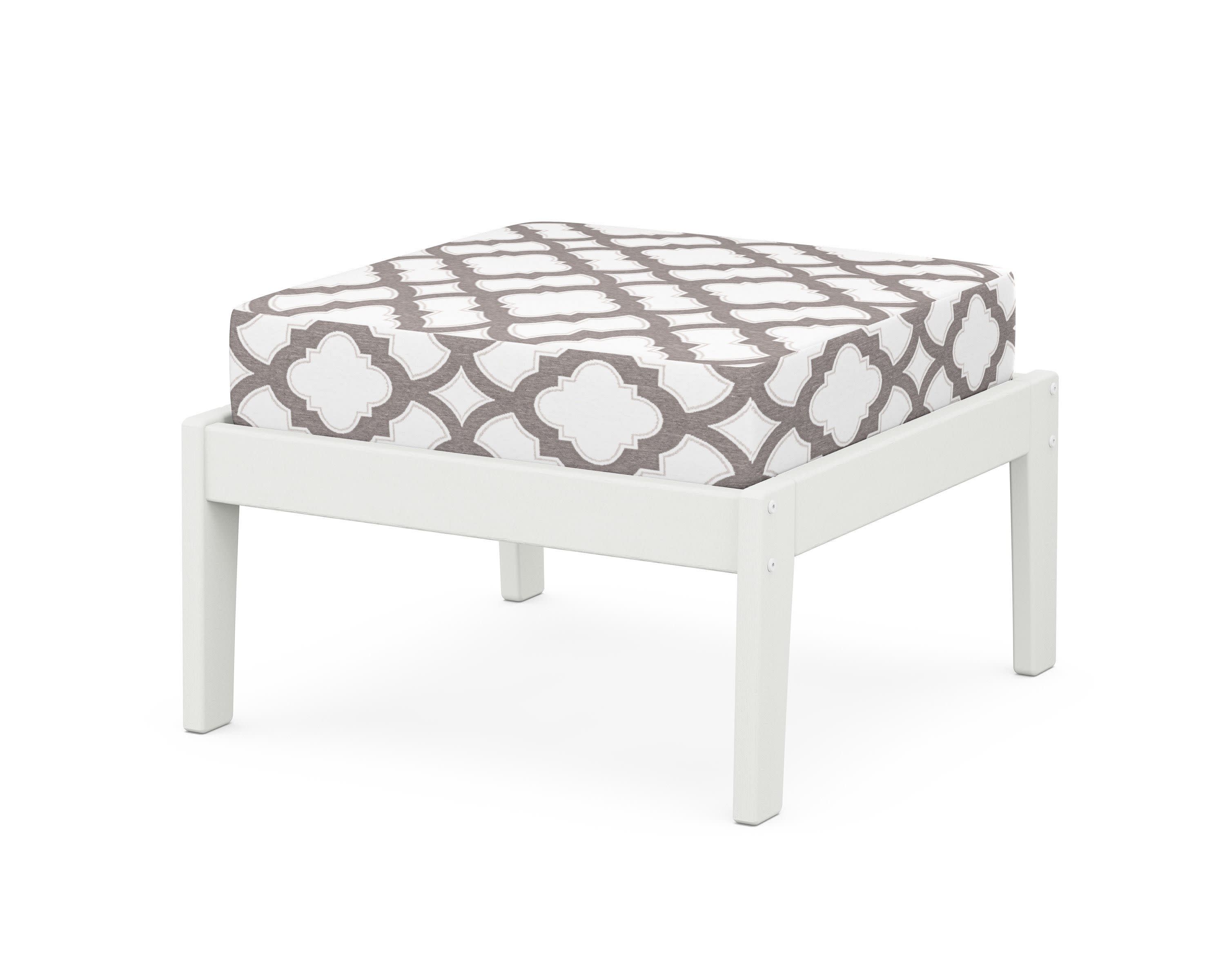 Deep Seating Ottoman in Vintage White / Trellis Grey Mist