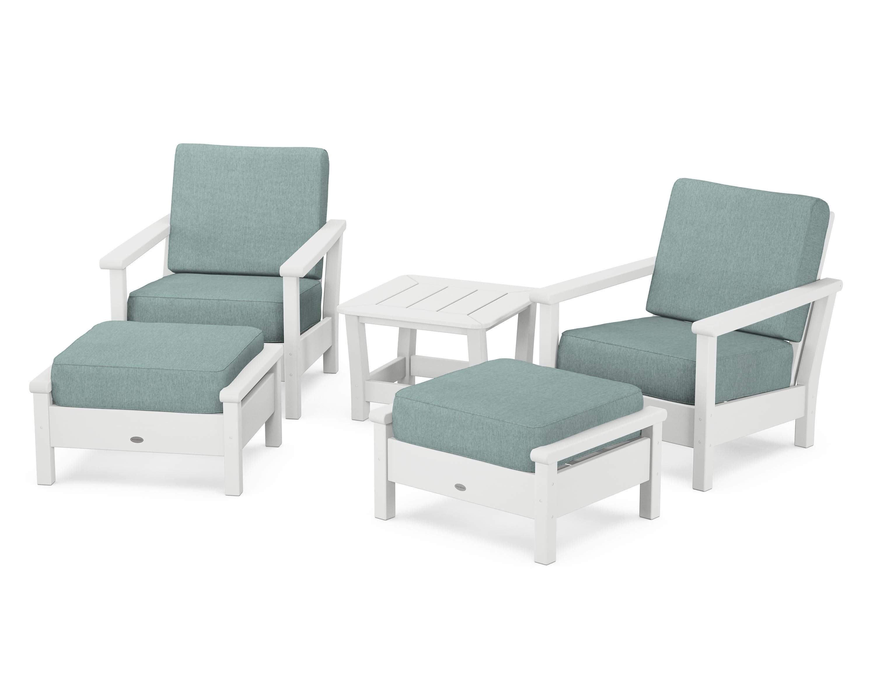 Harbour 5-Piece Deep Seating Chair Set in White / Glacier Spa