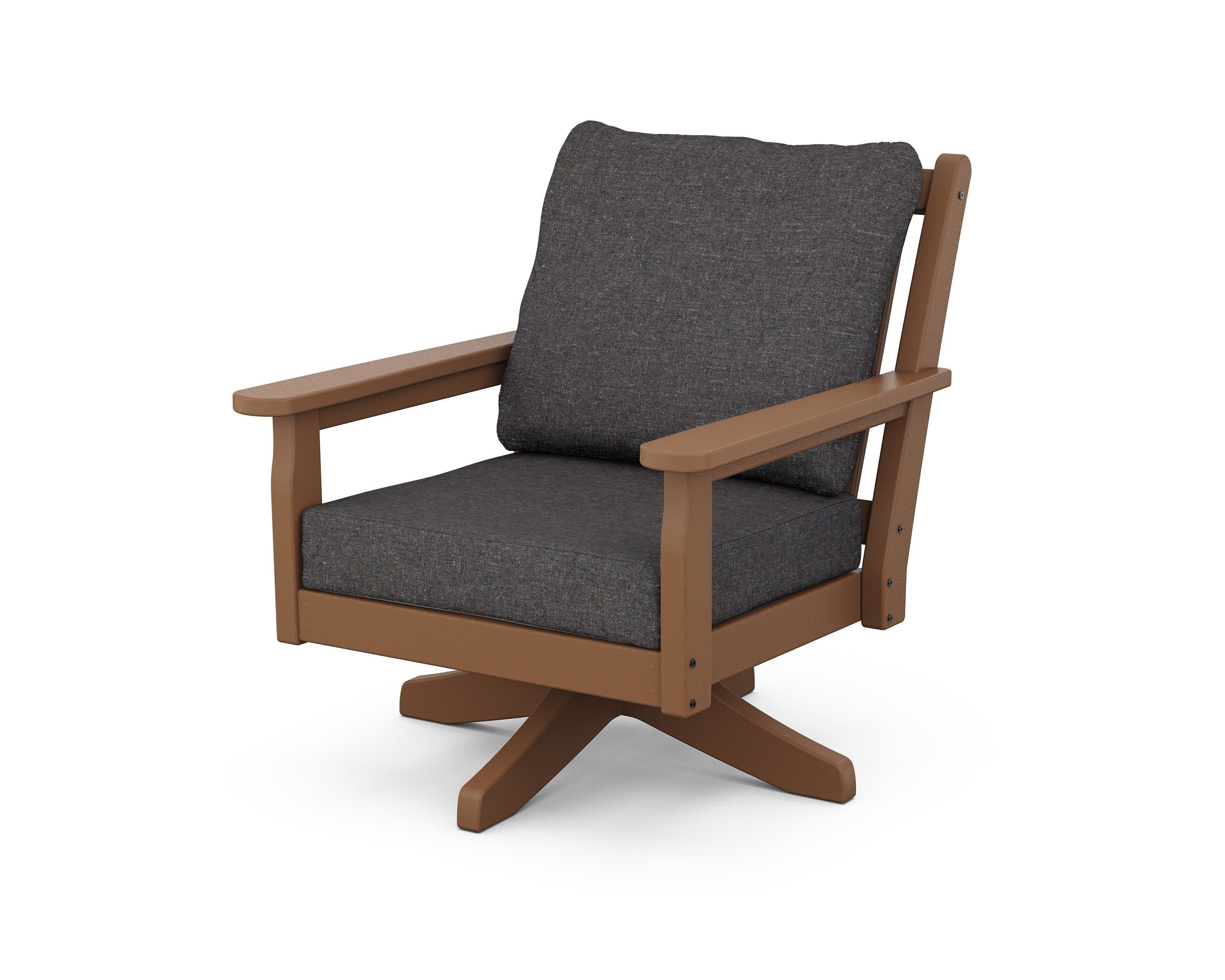 Chippendale Deep Seating Swivel Chair in Teak / Ash Charcoal