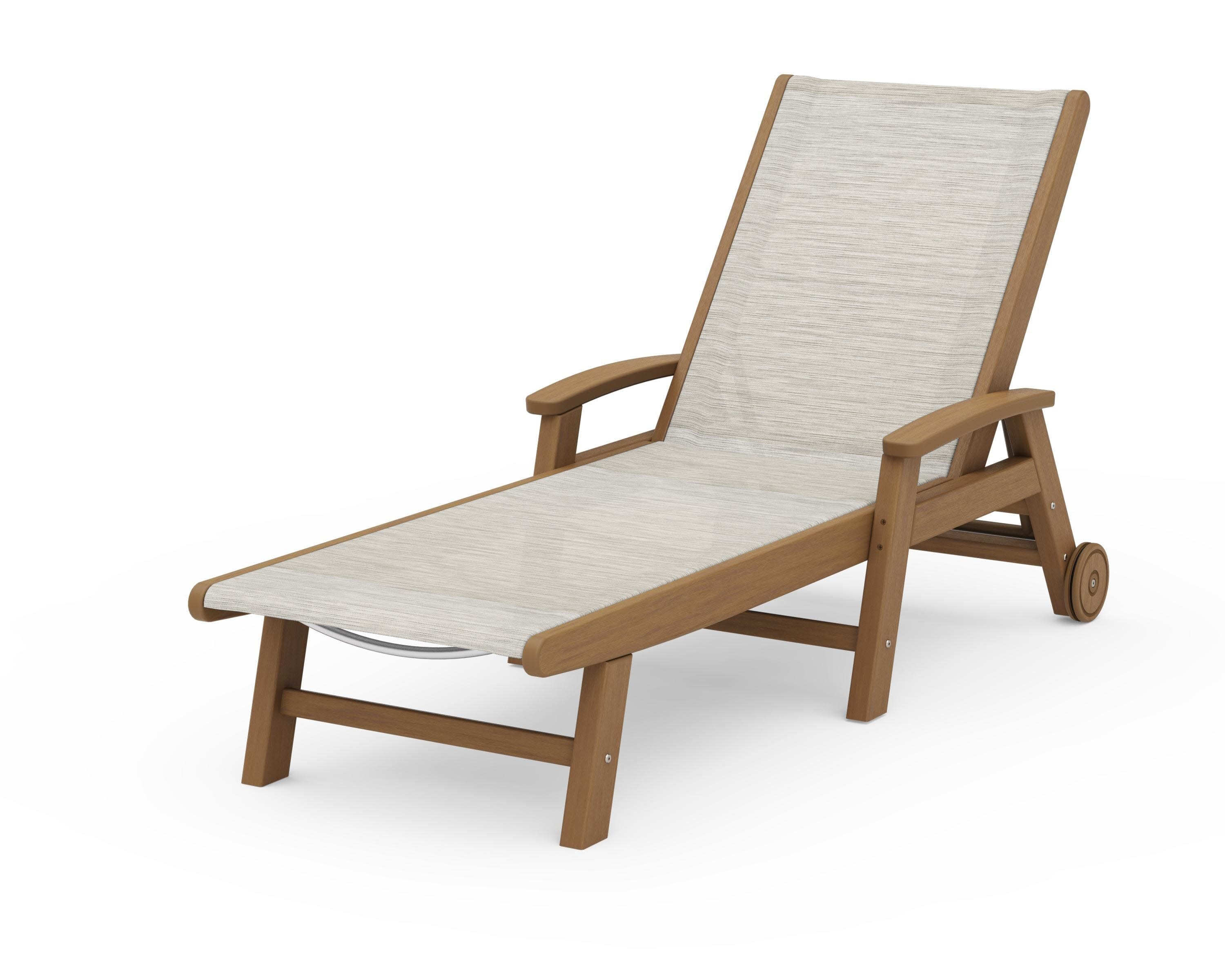 Coastal Chaise with Wheels in Natural / Birch Sling