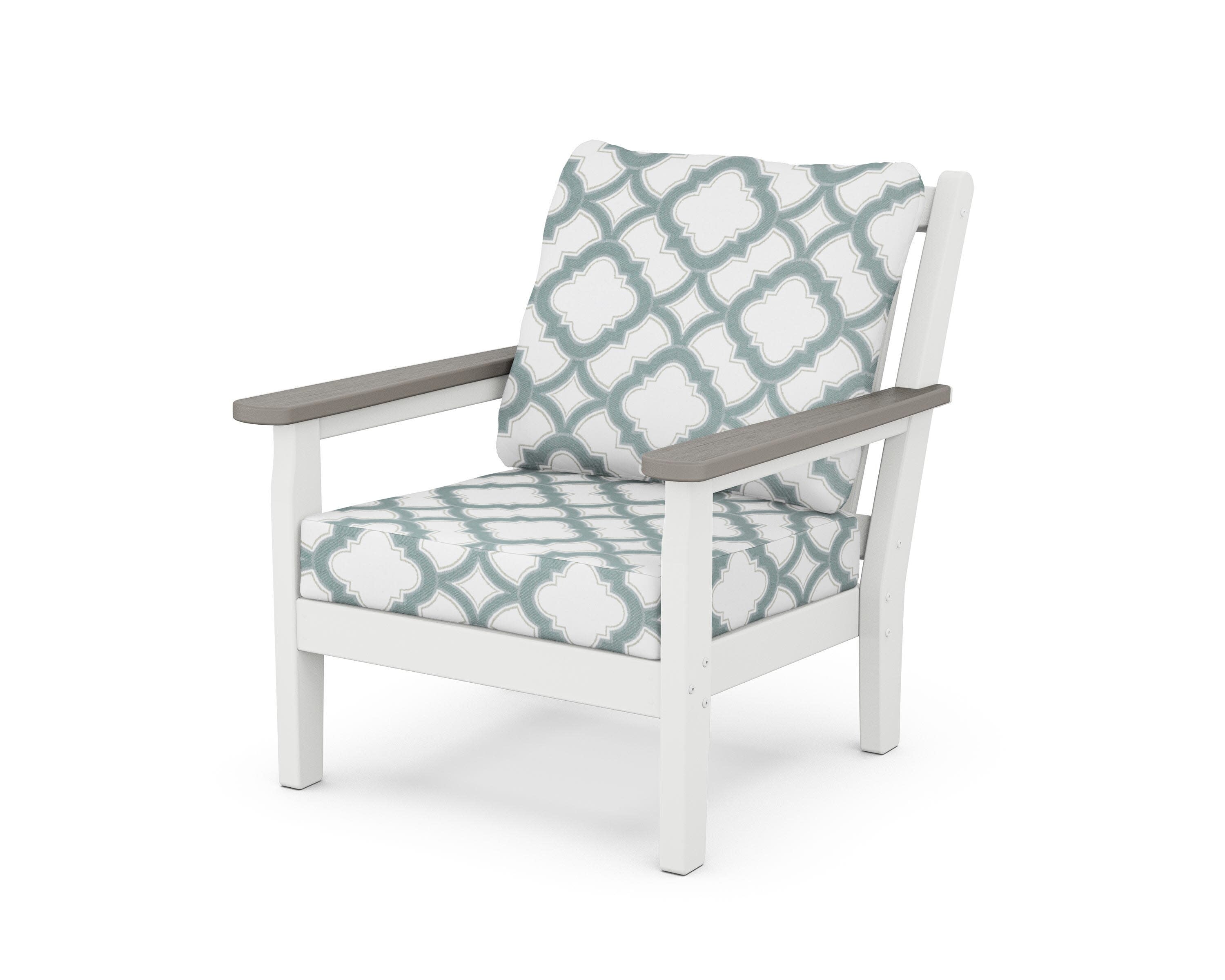 Chippendale Deep Seating Chair in White / Driftwood / Trellis Glacier Spa