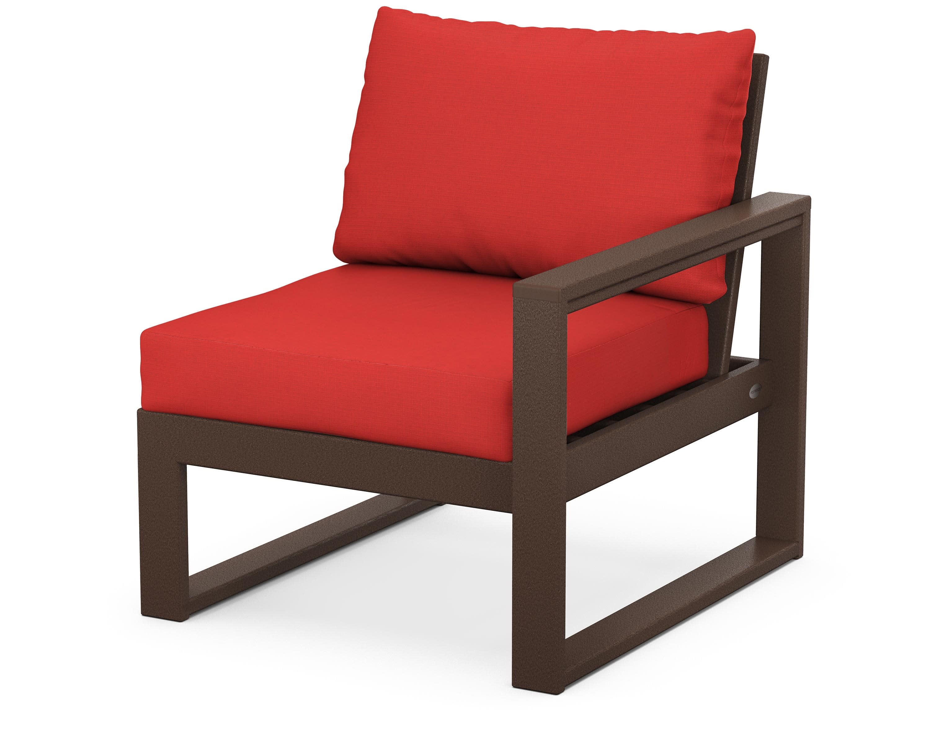 EDGE Modular Right Arm Chair in Mahogany / Crimson Linen
