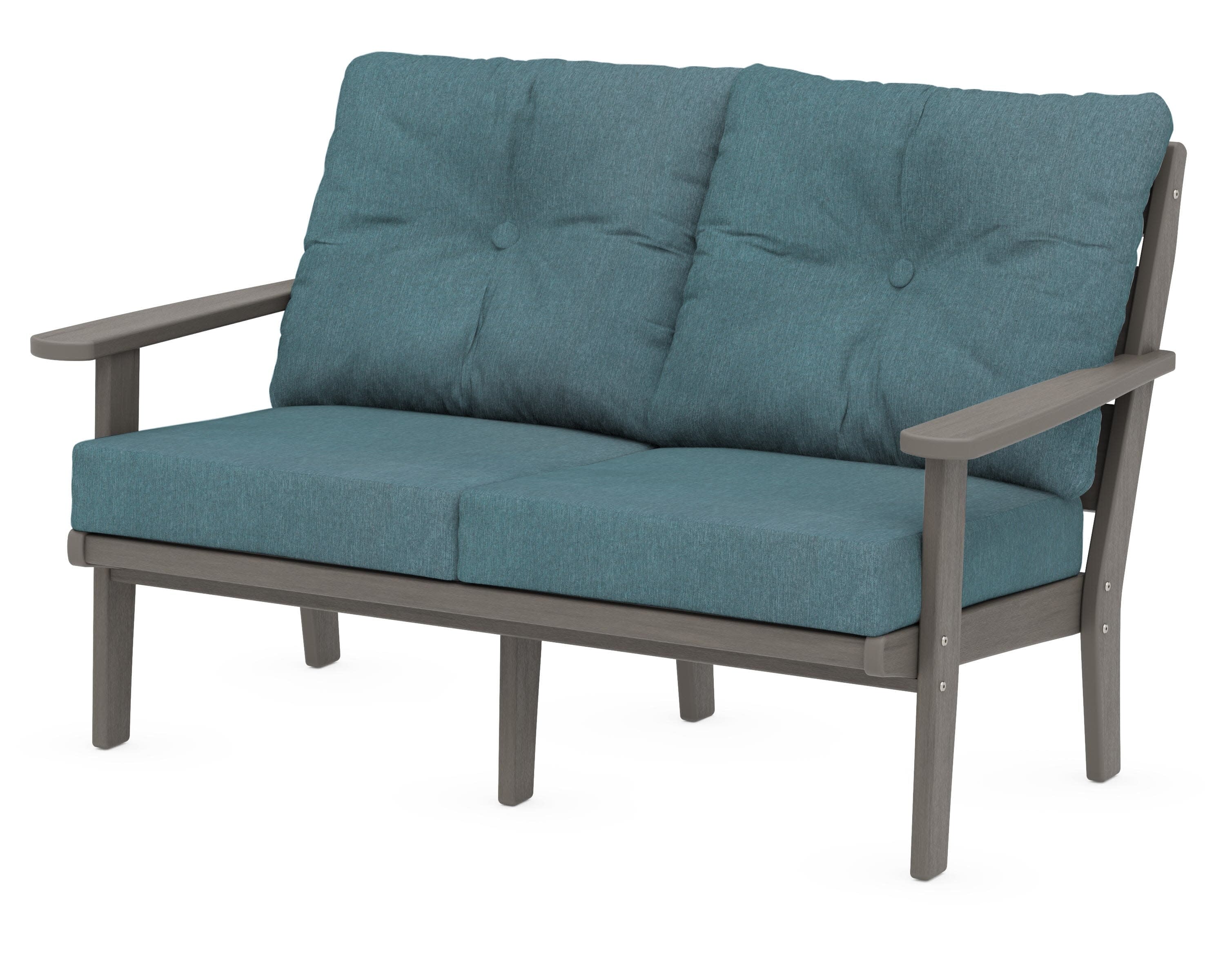 Lakeside Deep Seating Loveseat in Driftwood / Ocean Teal