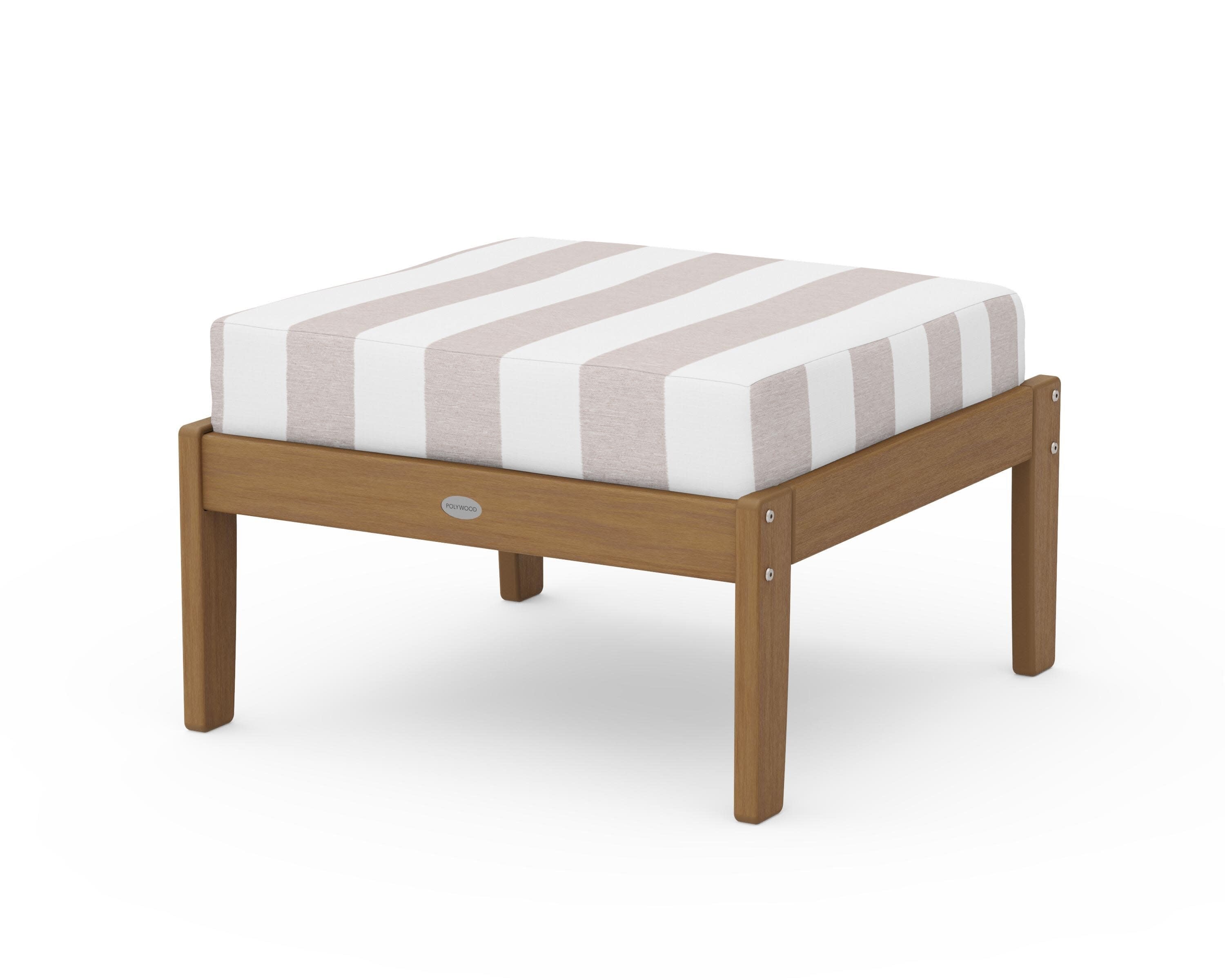 Braxton Deep Seating Ottoman in Natural / Cabana Stripe Dune Burlap