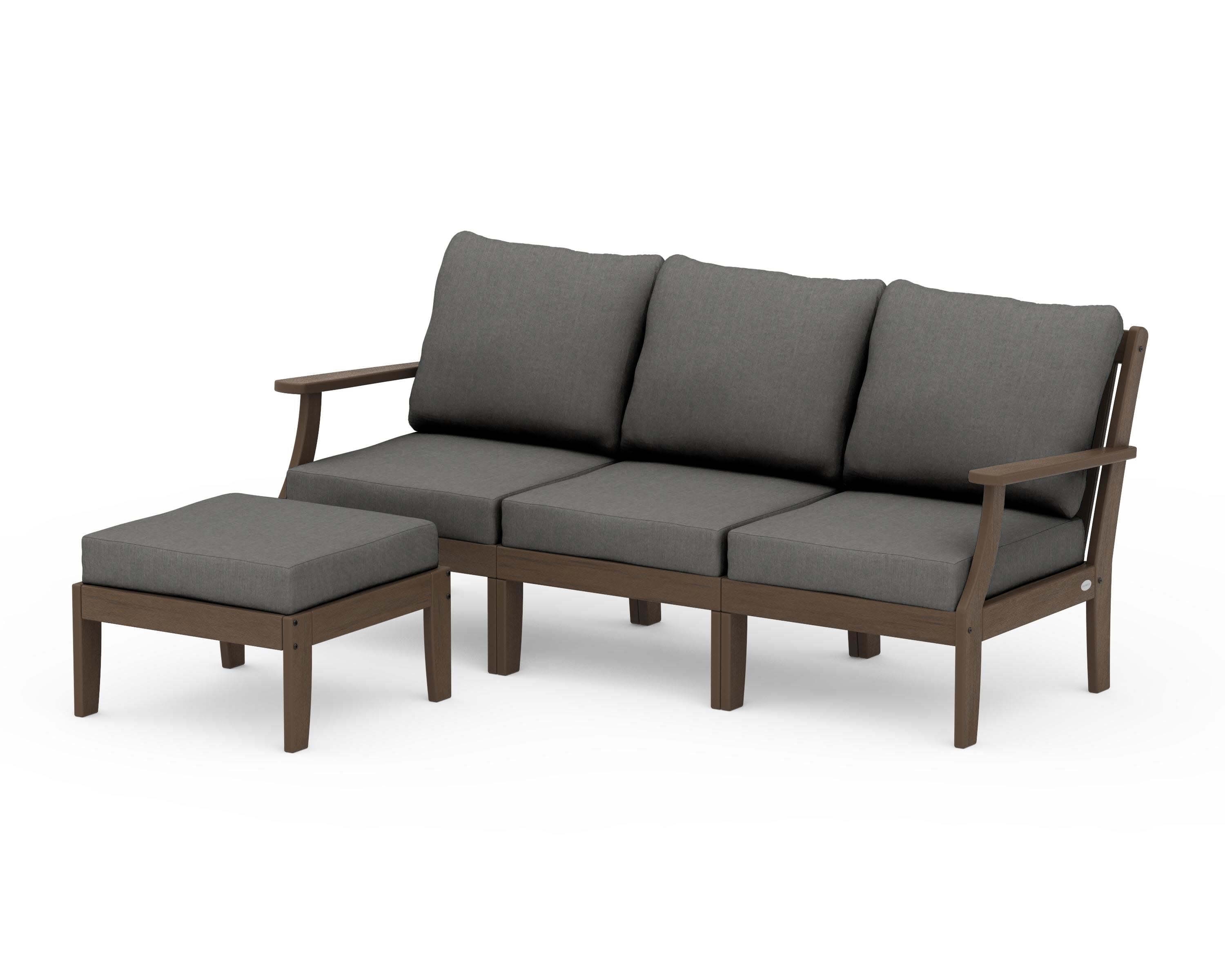 Braxton Modular 4-Piece Deep Seating Set with Ottoman in Kona / Spectrum Carbon