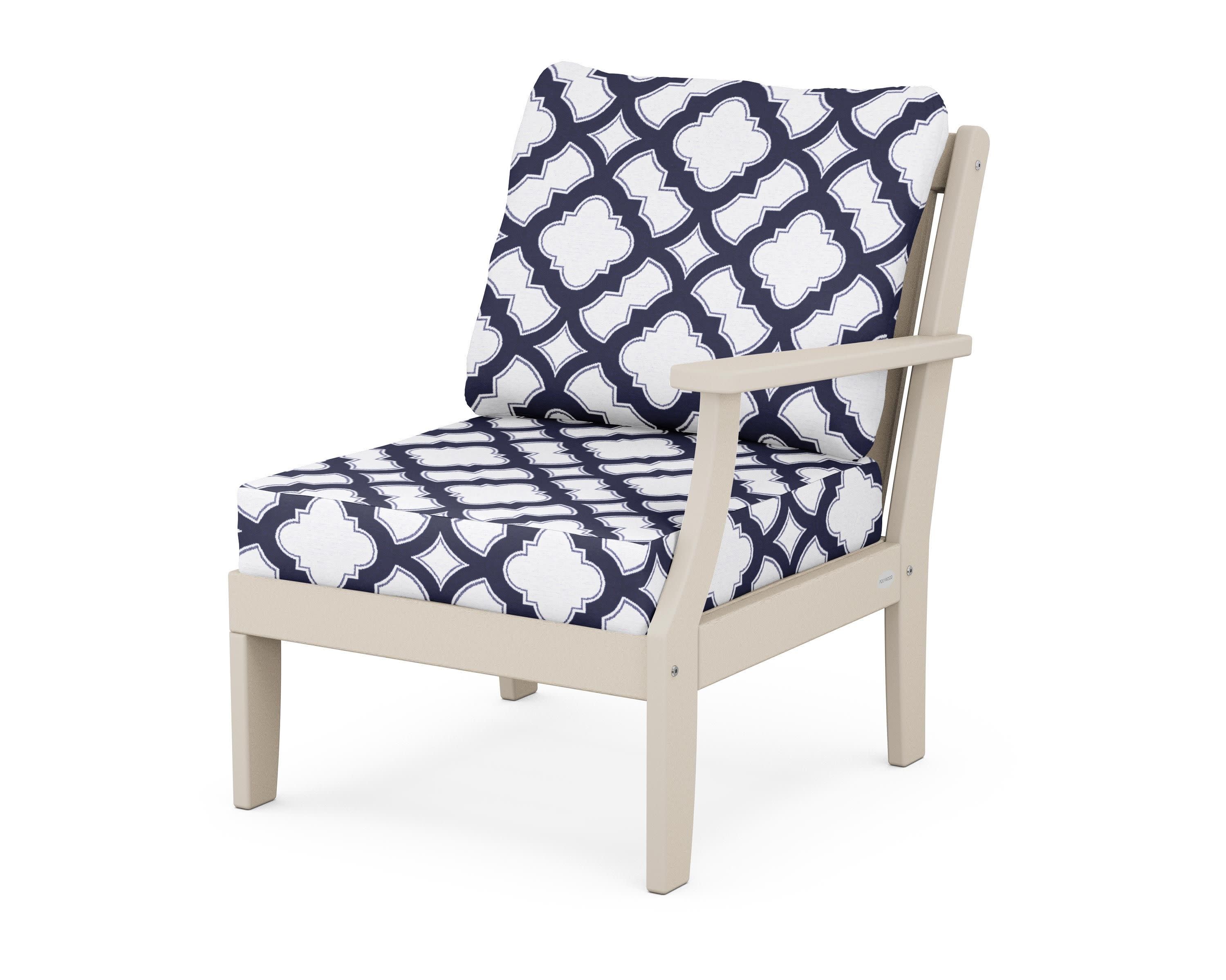 Braxton Modular Right Arm Chair in Sand / Trellis Navy