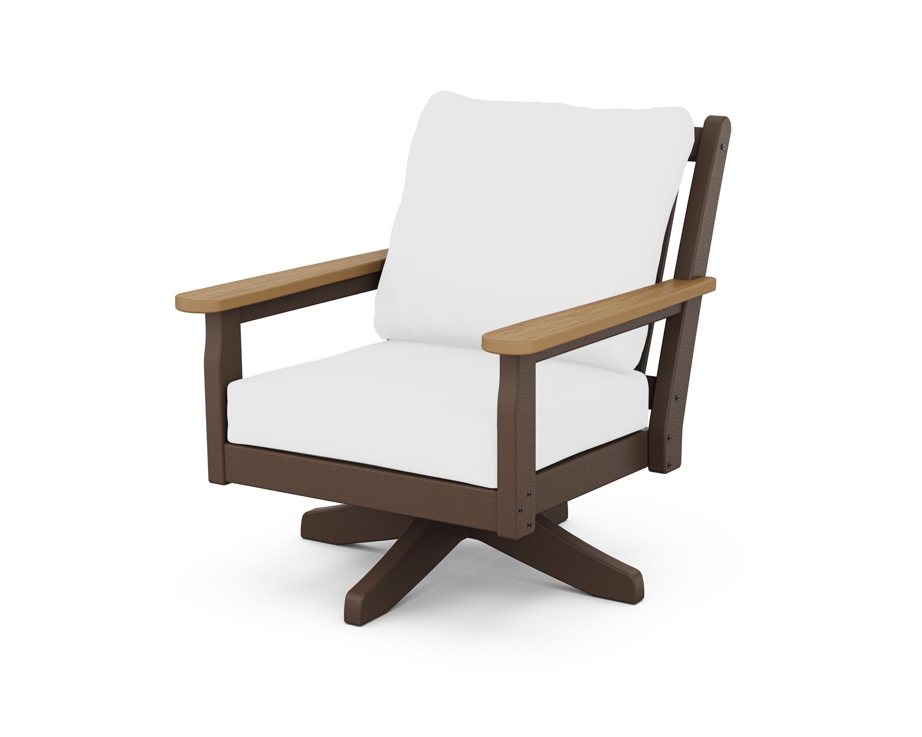 Chippendale Deep Seating Swivel Chair in Mahogany / Natural / Natural