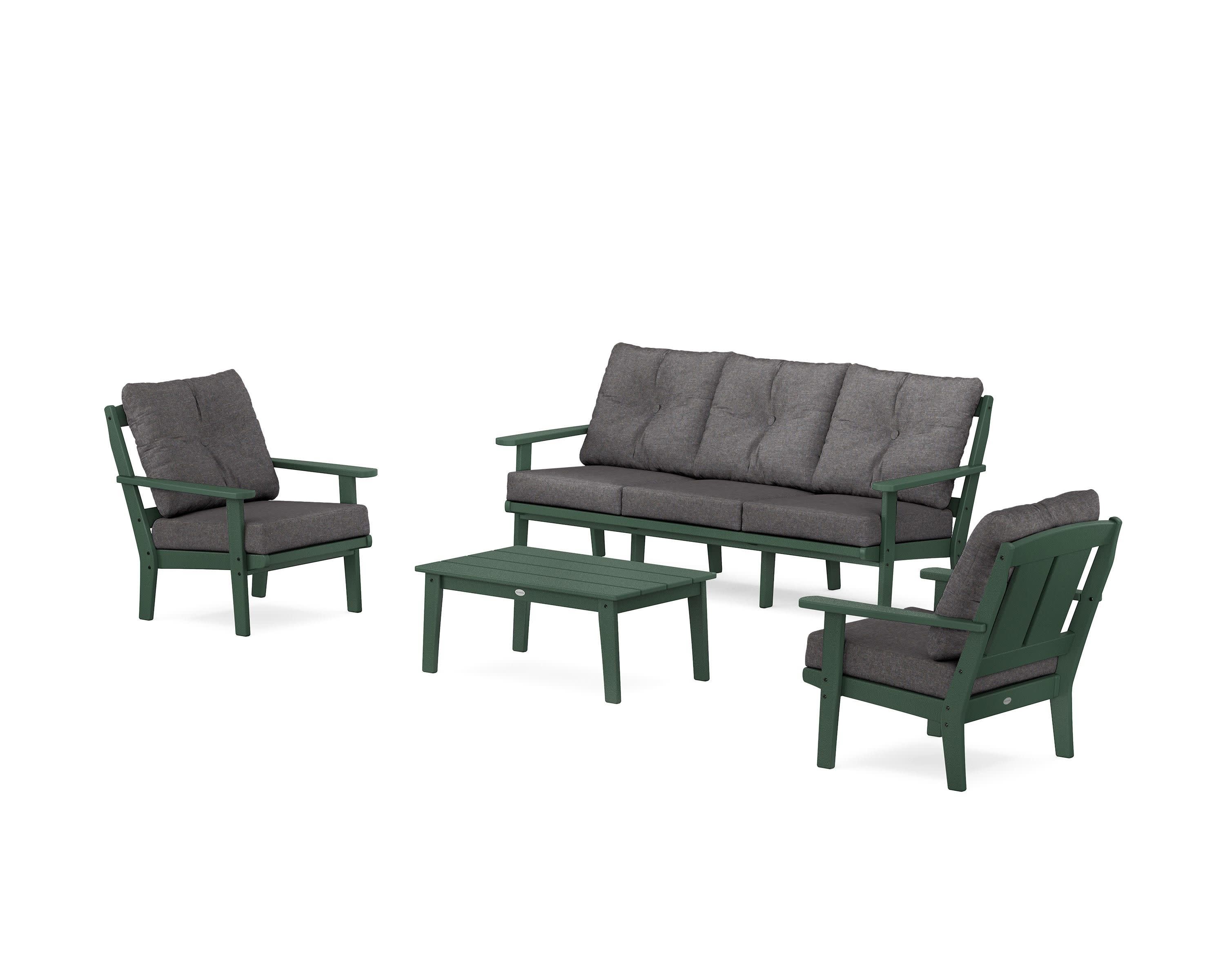 Mission 4-Piece Deep Seating Set with Sofa in Green / Ash Charcoal