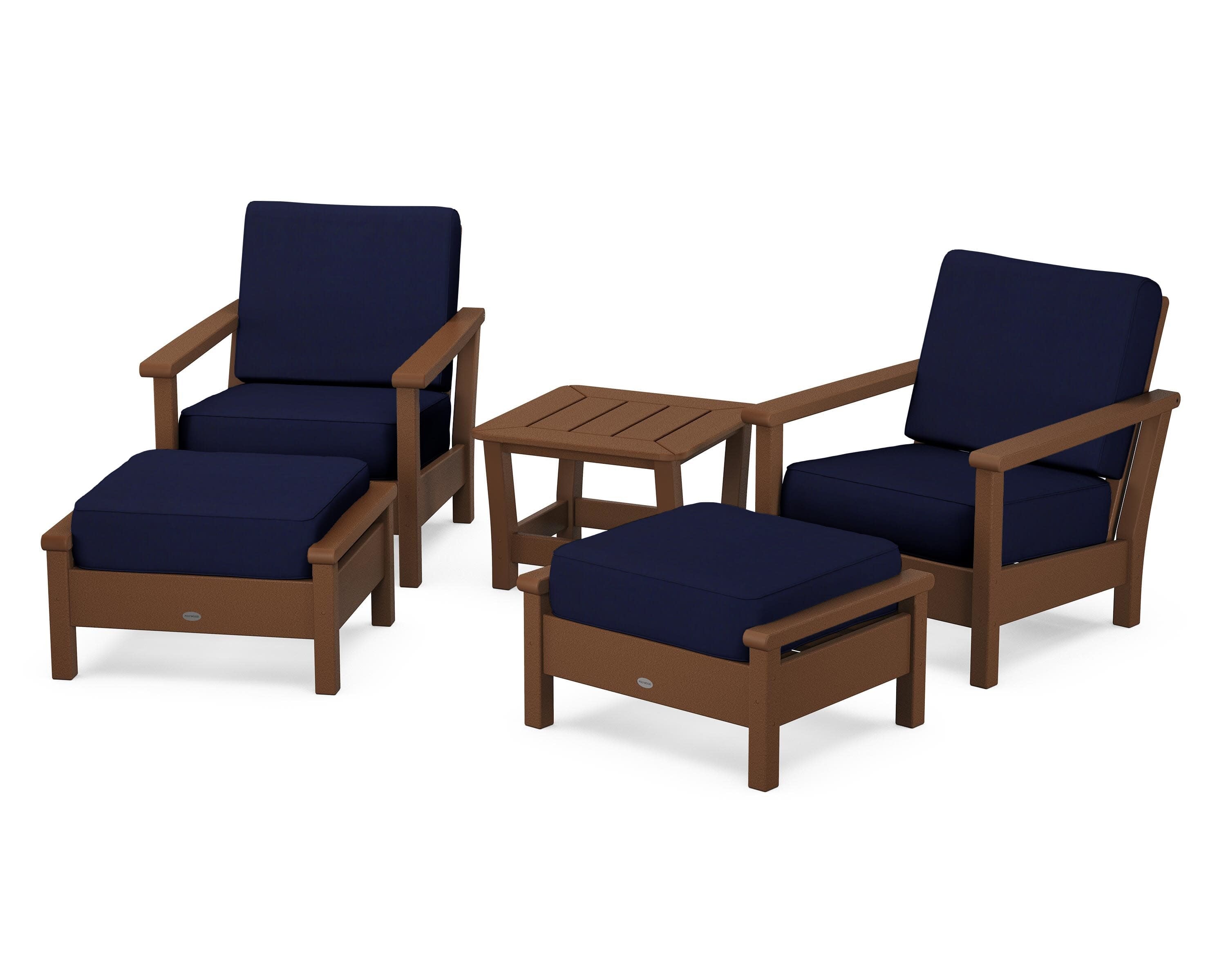 Harbour 5-Piece Deep Seating Chair Set in Teak / Navy