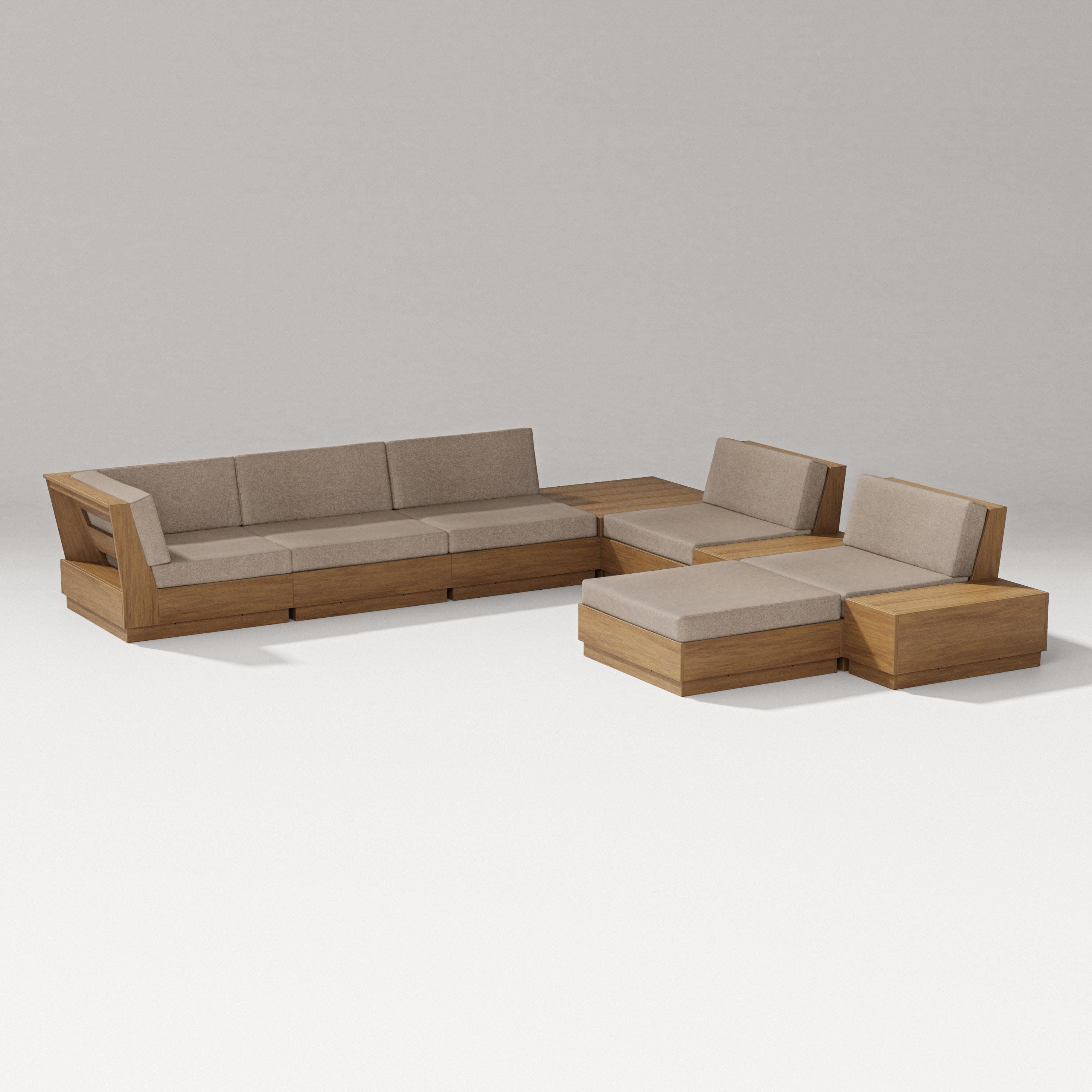 Elevate 9-Piece Conversation Sectional in Natural / Spiced Burlap