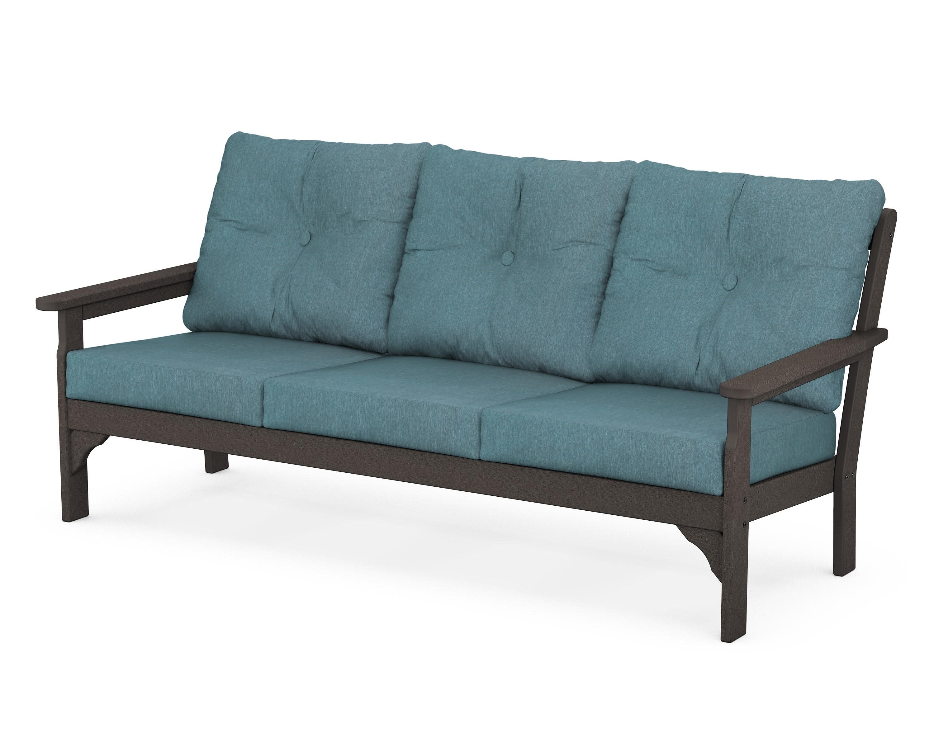 Vineyard Deep Seating Sofa in Vintage Coffee / Ocean Teal