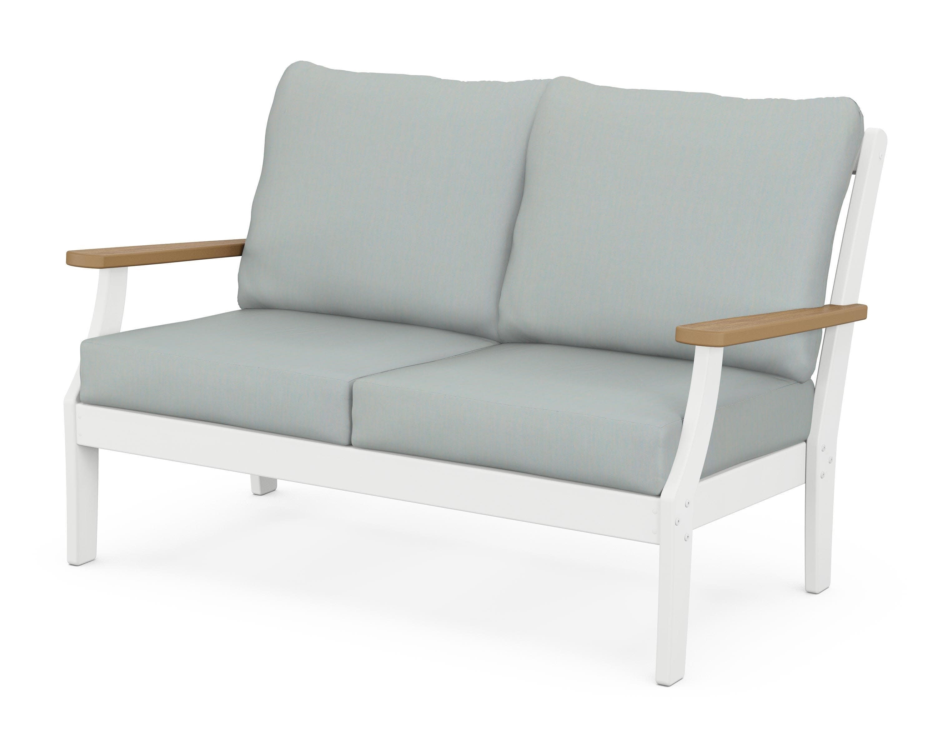 Braxton Deep Seating Loveseat in White / Natural / Spa