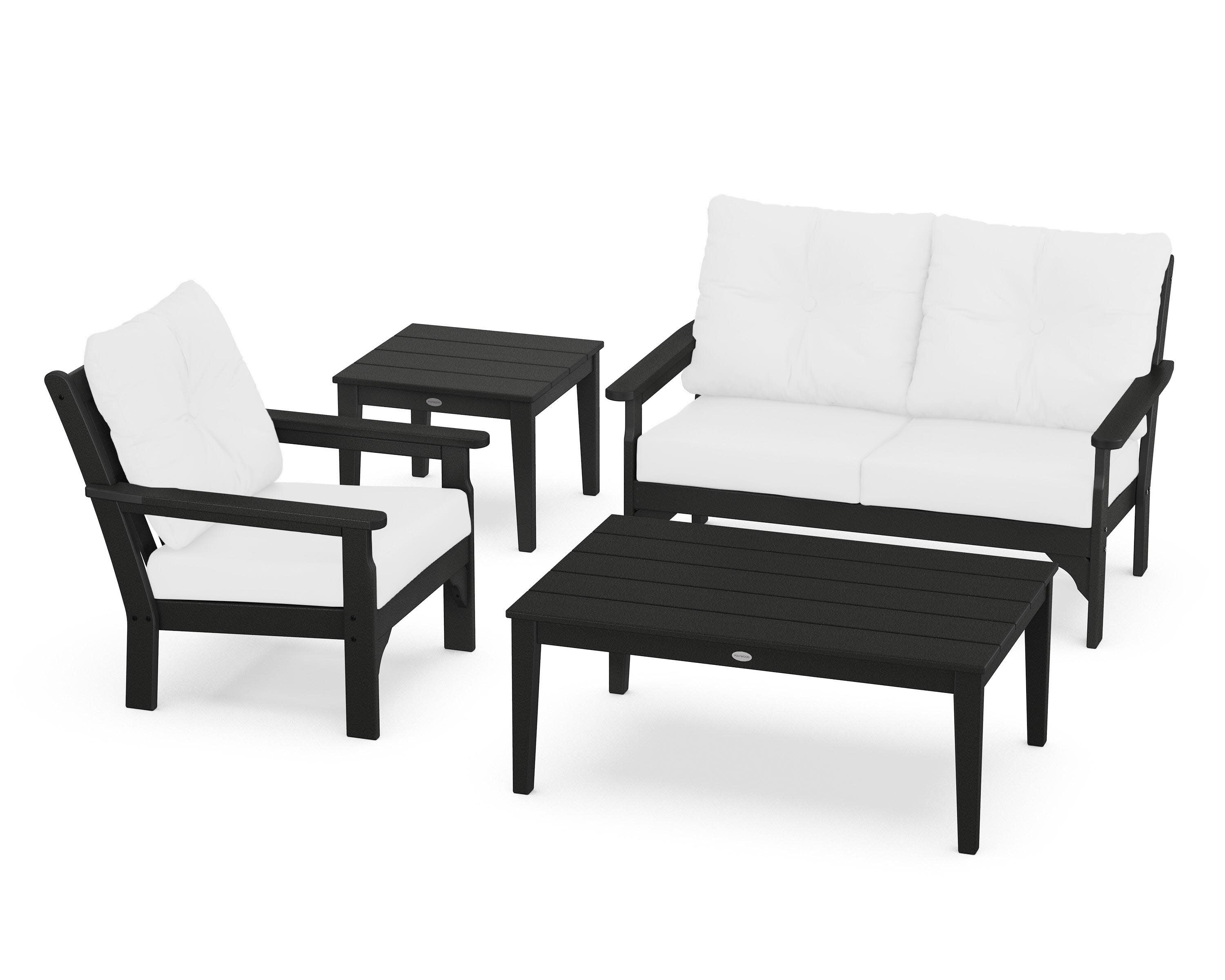 Vineyard 4-Piece Deep Seating Set in Black / Natural