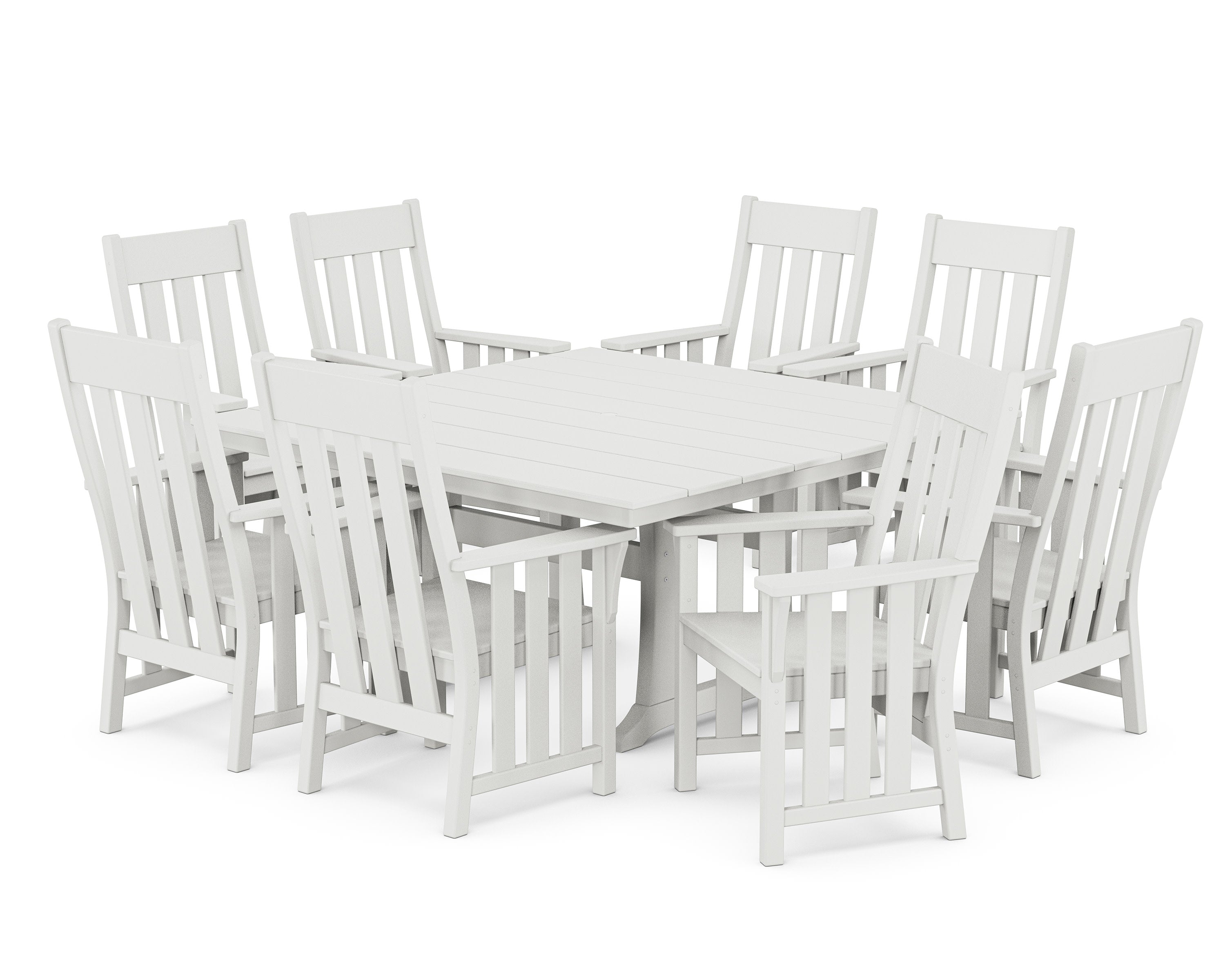 Acadia 9-Piece Square Farmhouse Dining Set with Trestle Legs in White