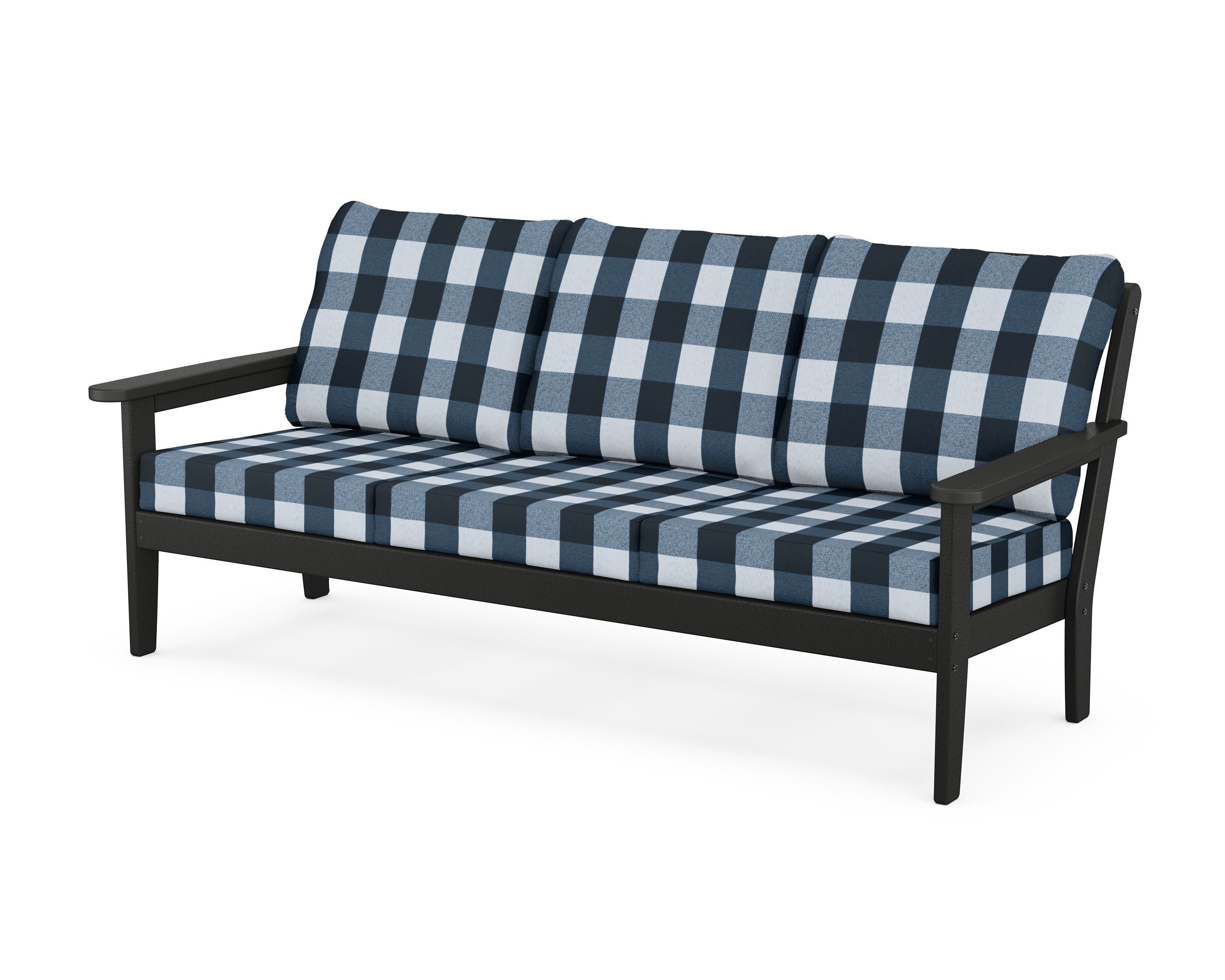 Cottage Deep Seating Sofa in Black / Buffalo Plaid Marine Indigo