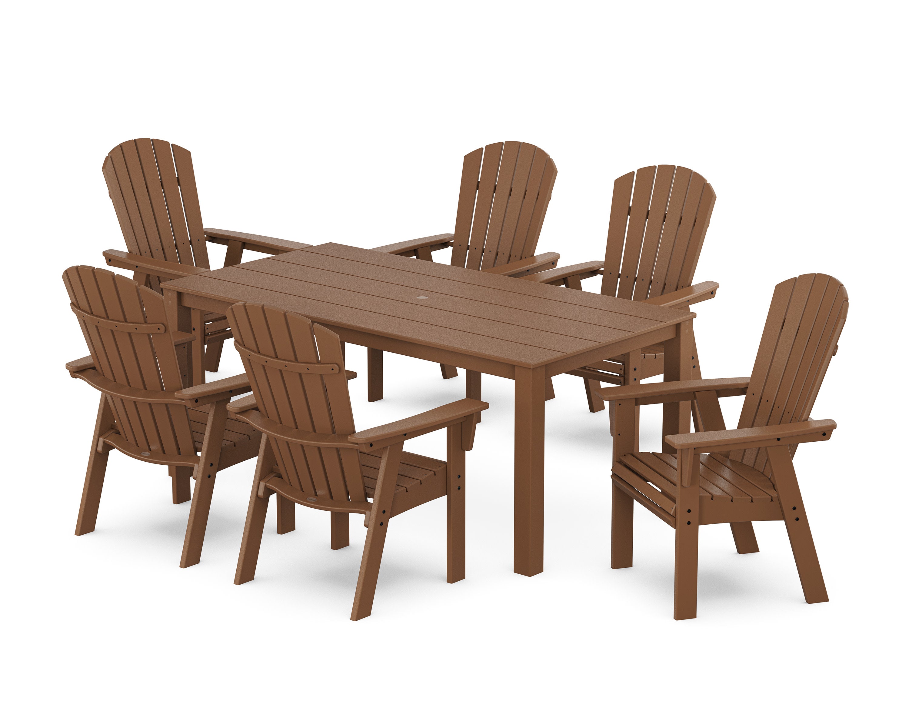 Nautical Curveback Adirondack 7-Piece Parsons Dining Set in Teak