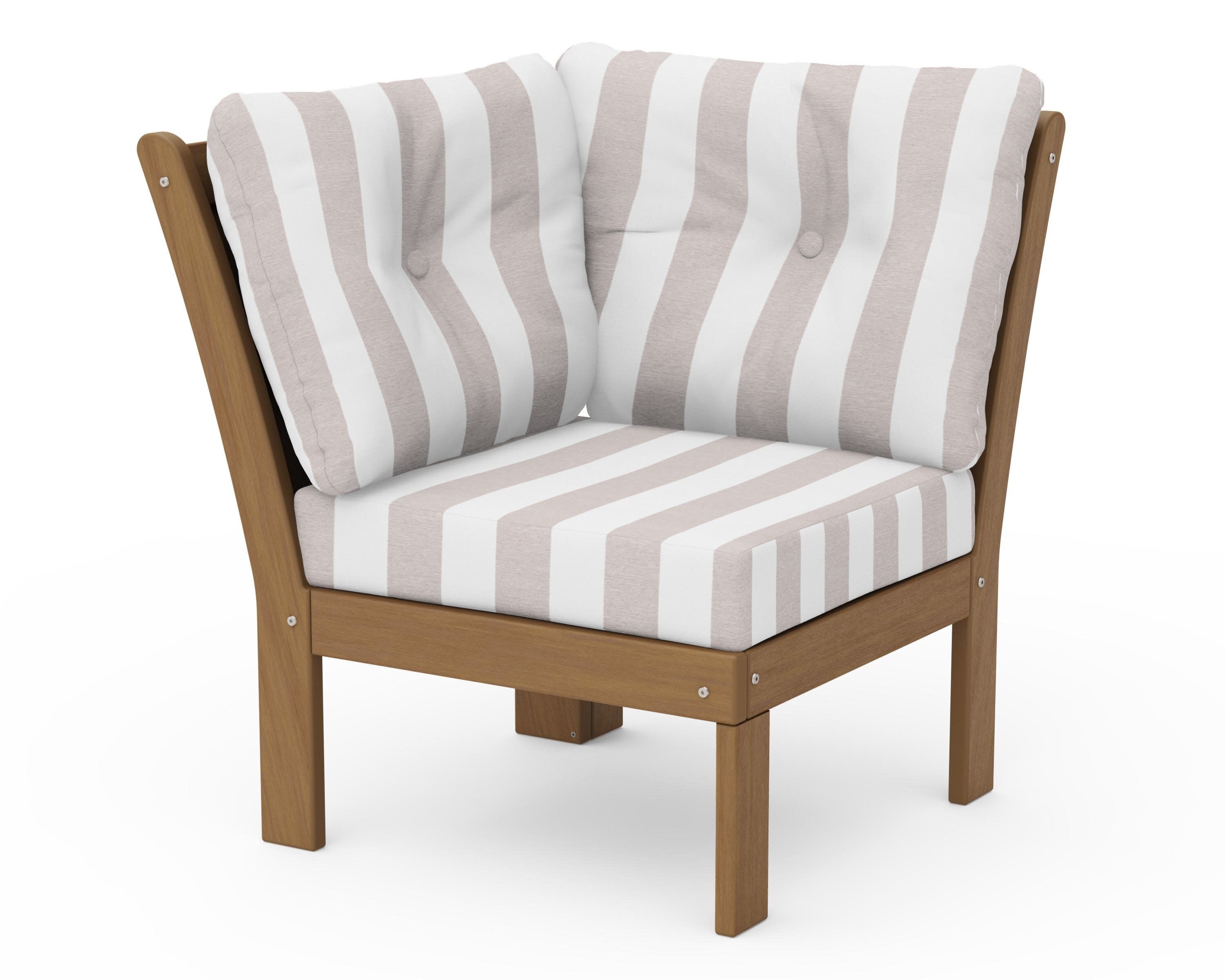 Vineyard Modular Corner Chair in Natural / Cabana Stripe Dune Burlap