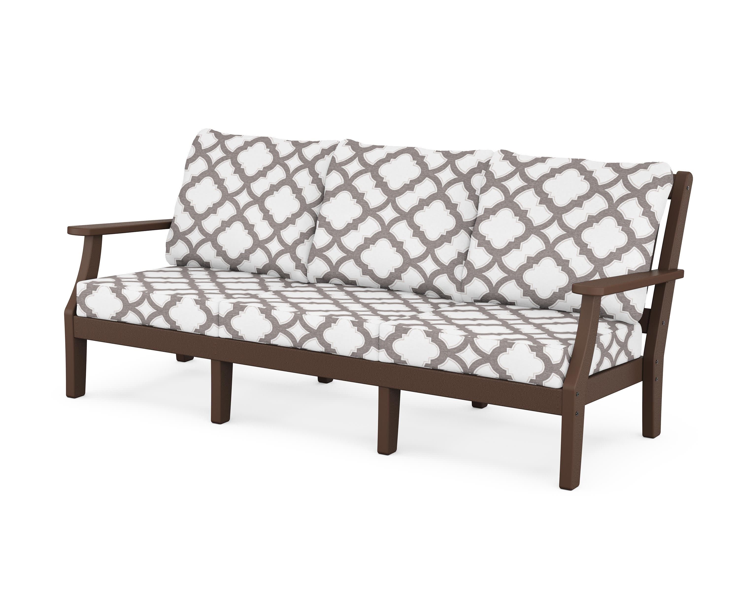 Chinoiserie Deep Seating Sofa in Mahogany / Trellis Grey Mist