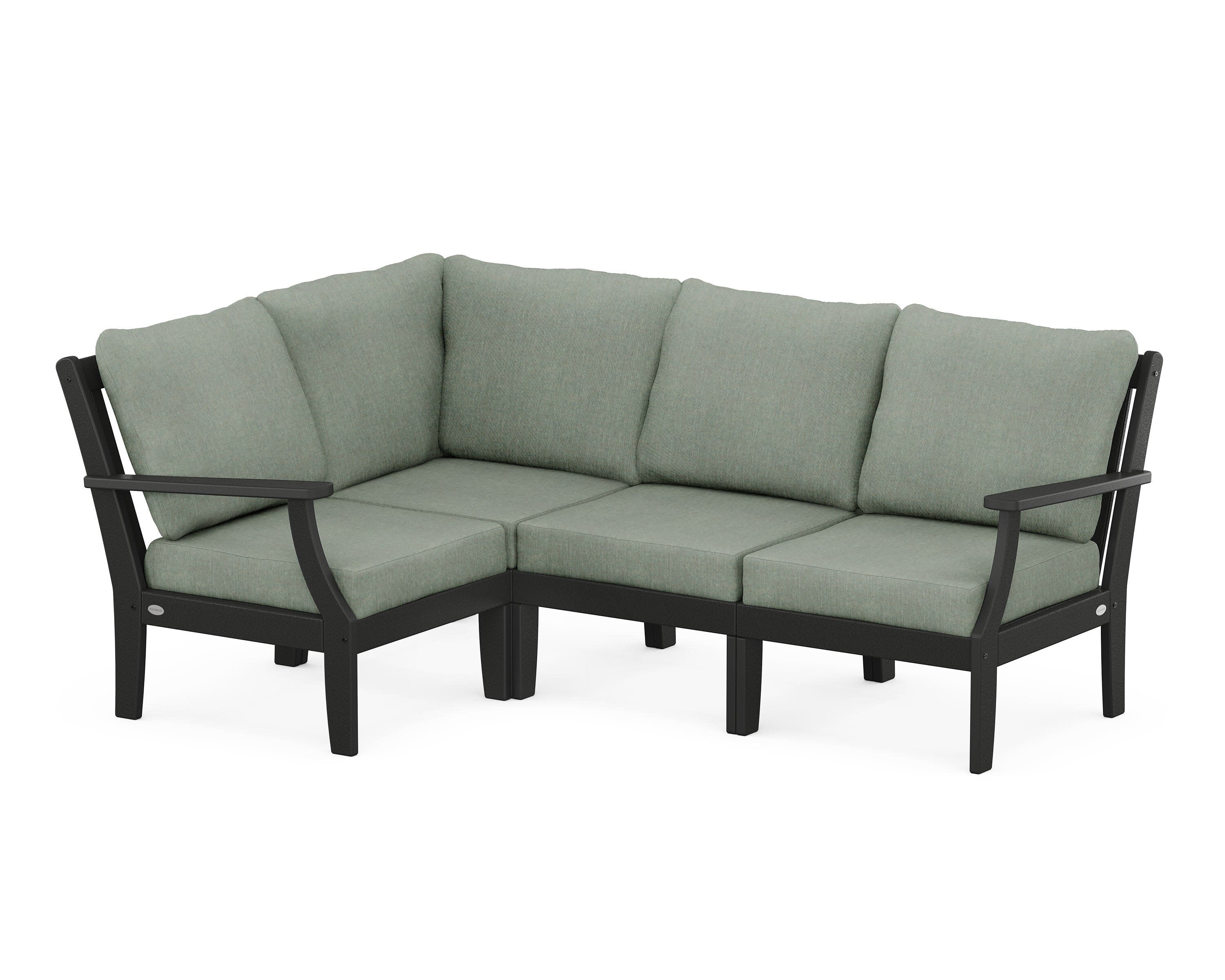 Braxton Modular 4-Piece Deep Seating Set in Black / Cast Sage