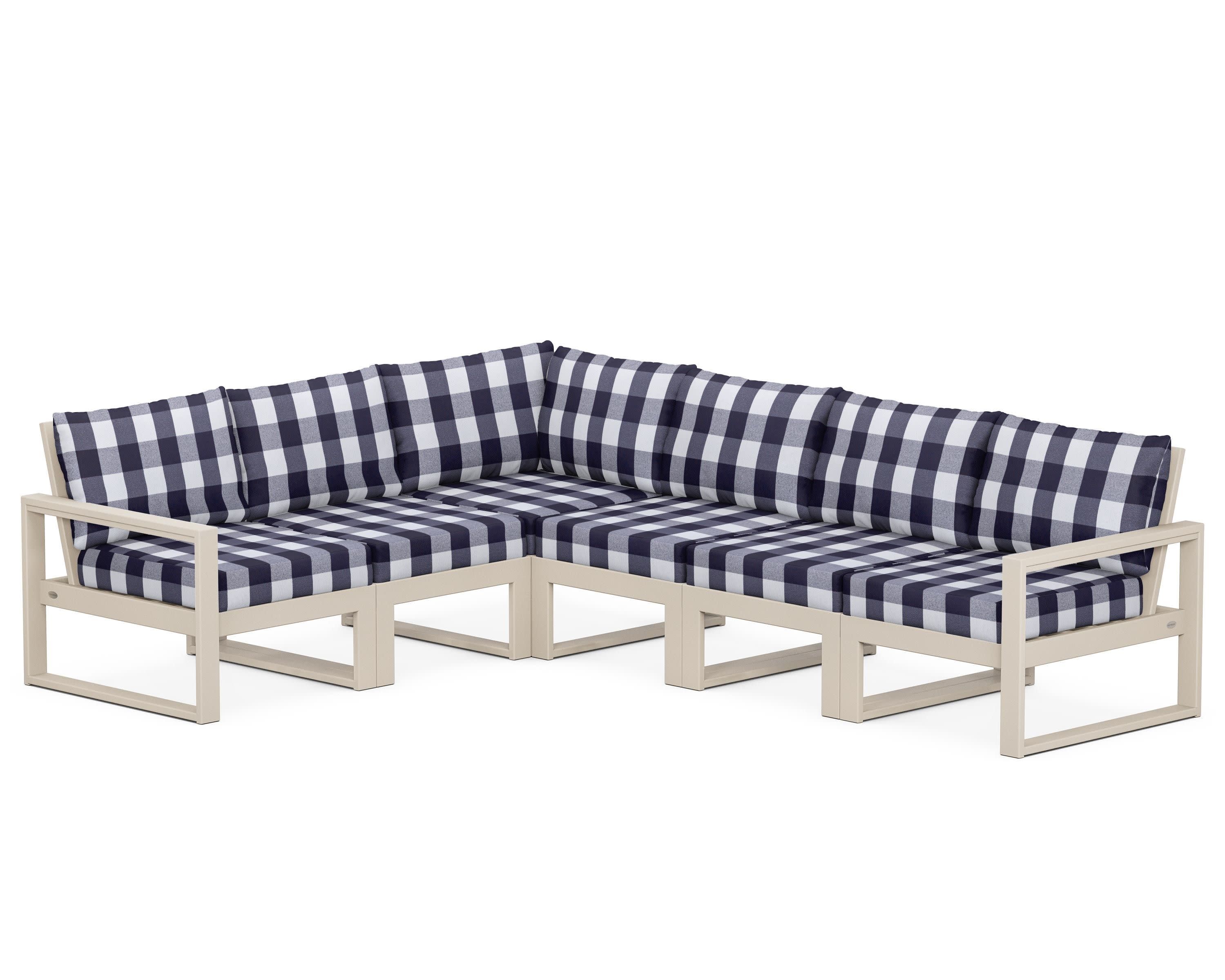 EDGE 6-Piece Modular Deep Seating Set in Sand / Buffalo Plaid Navy