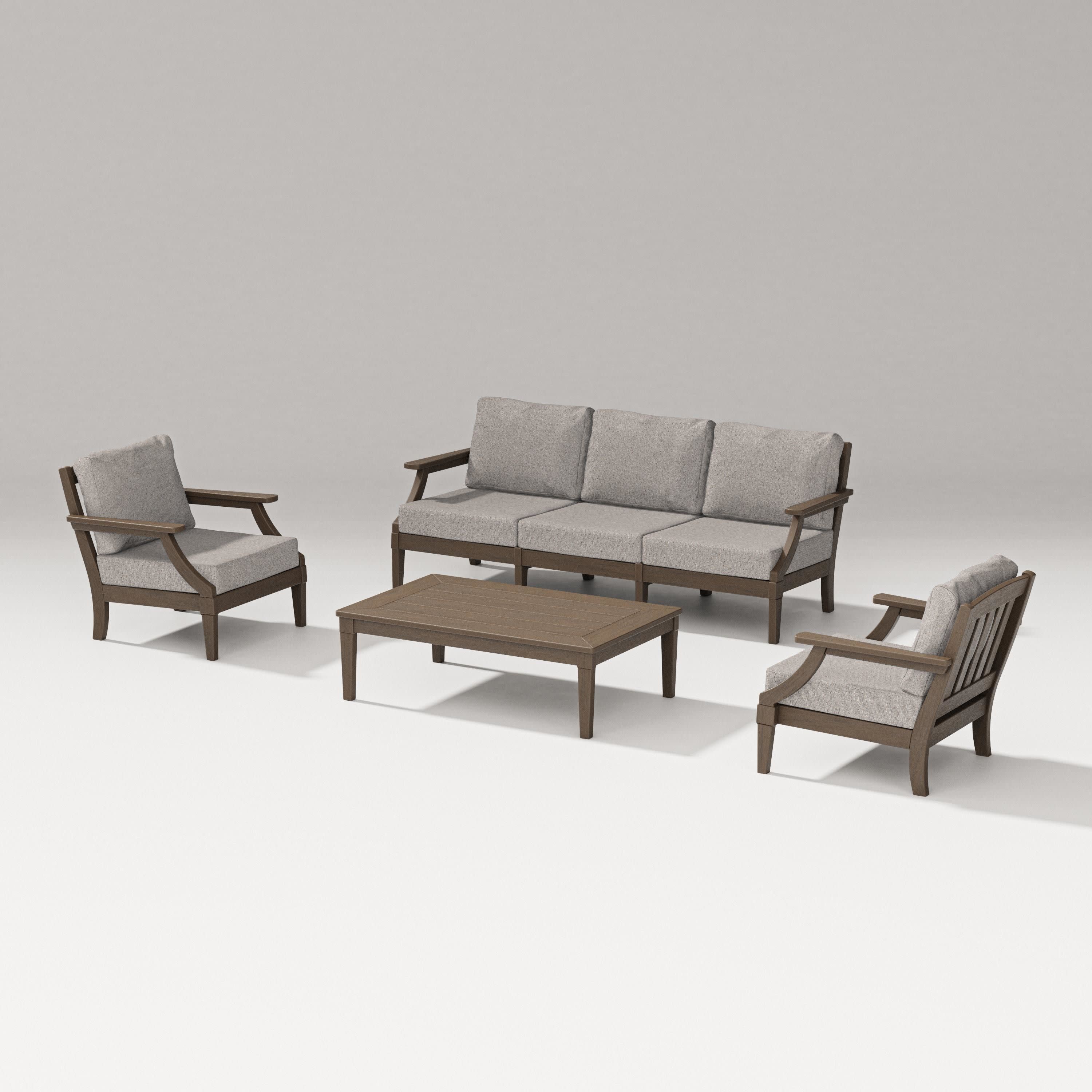 Estate 4-Piece Lounge Sofa Set in Kona / Weathered Tweed