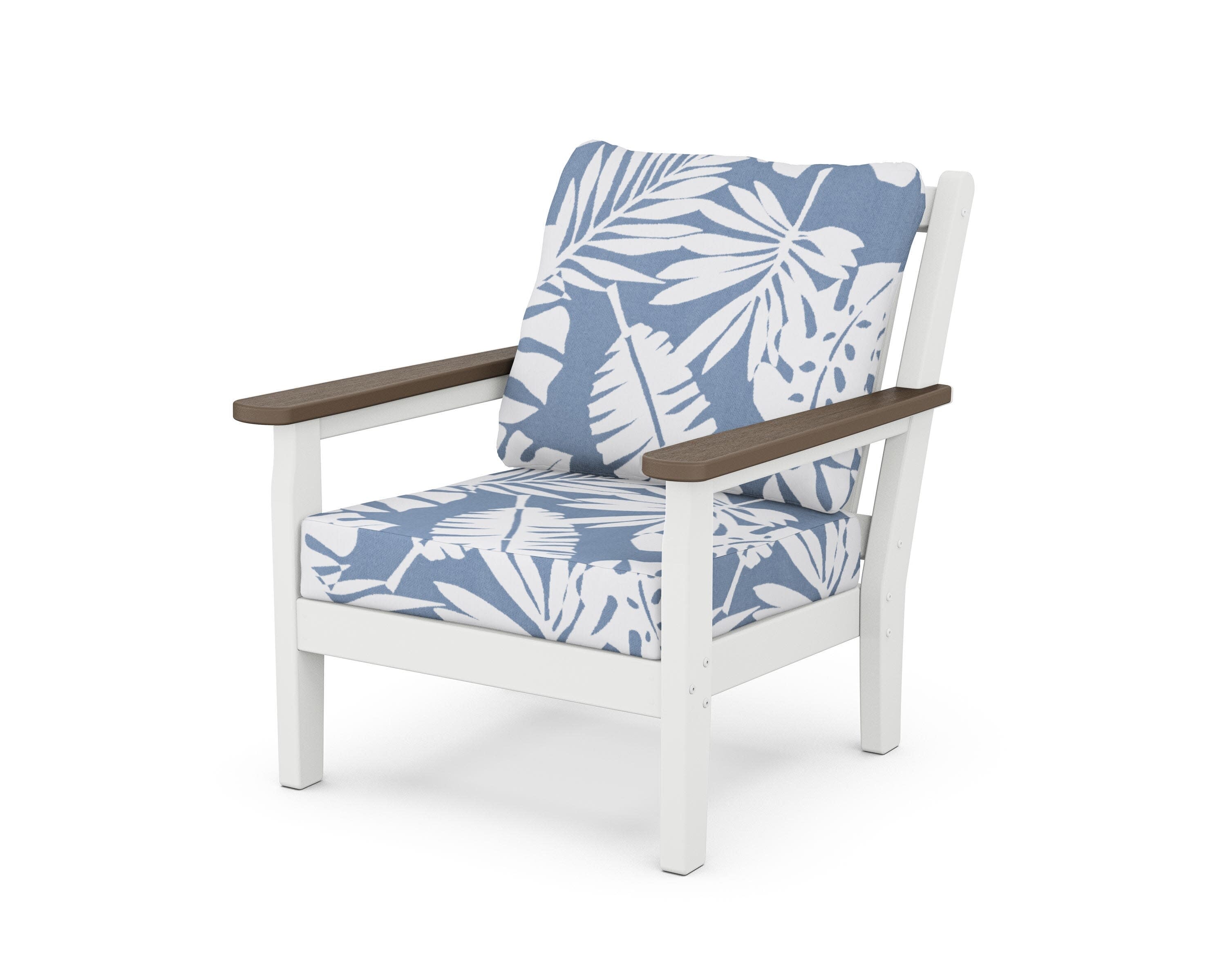 Chippendale Deep Seating Chair in White / Kona / Leaf Sky Blue