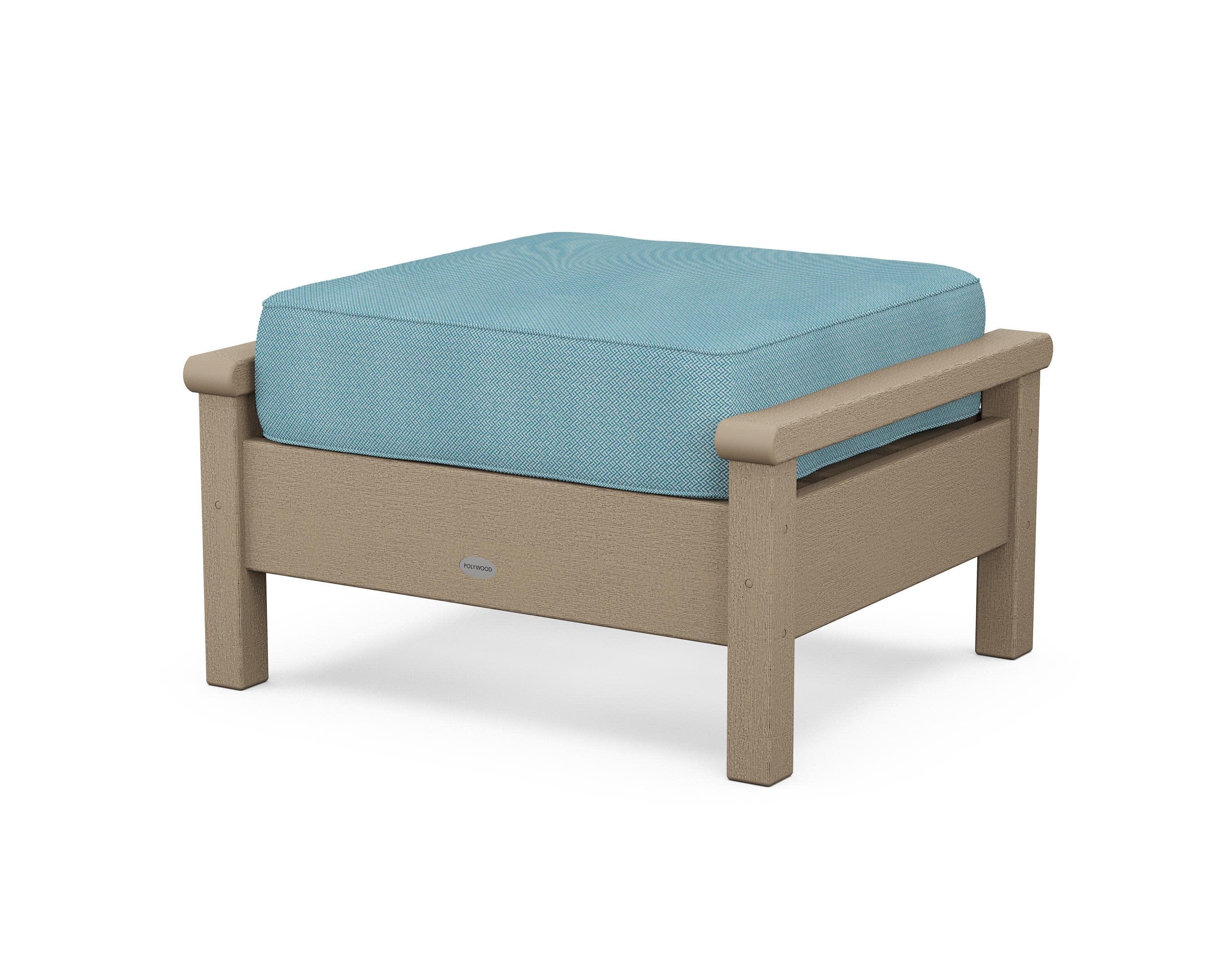 Harbour Deep Seating Ottoman in Vintage Sahara / Lattice Sky Blue