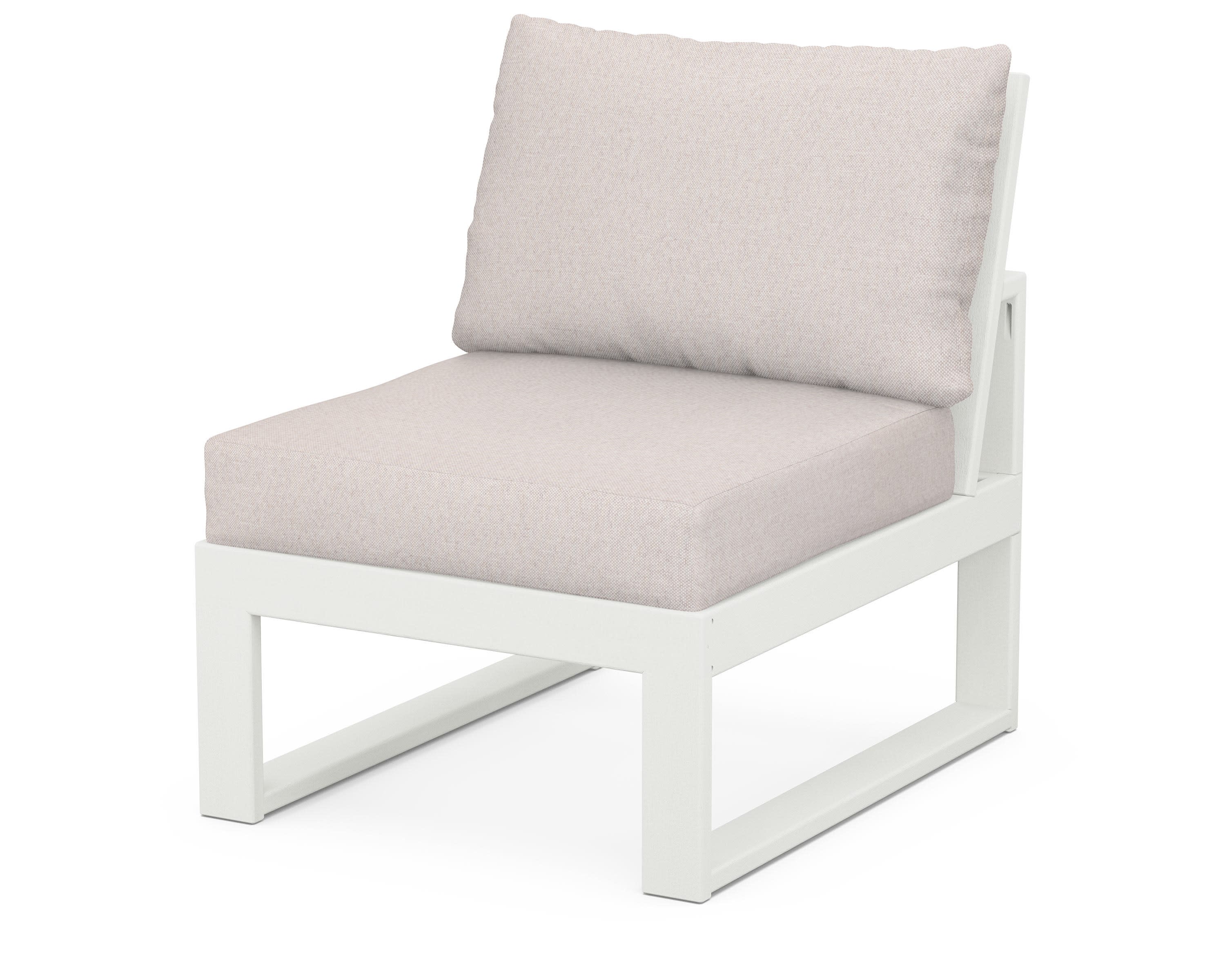 Modular Armless Chair in Vintage White / Dune Burlap