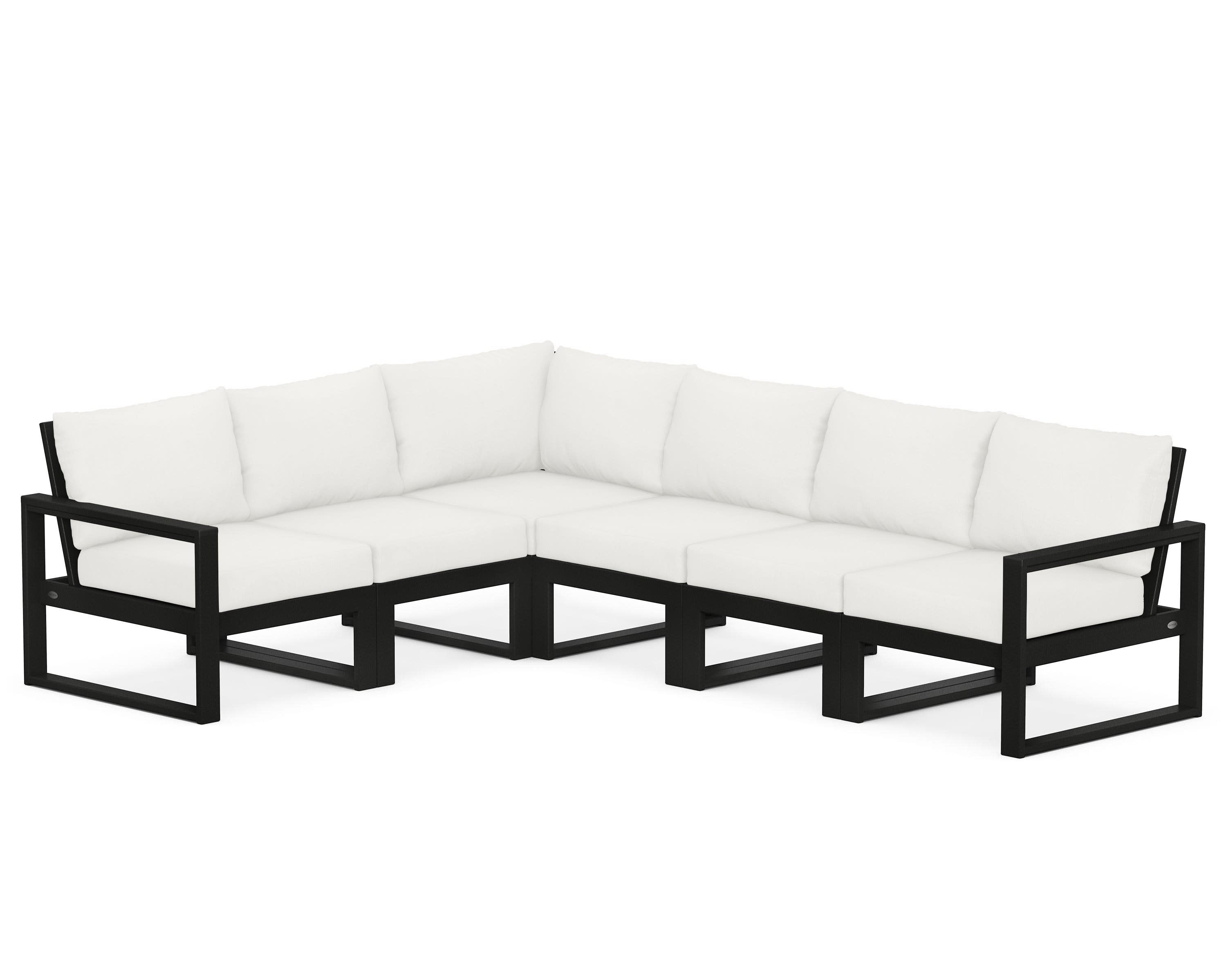 EDGE 6-Piece Modular Deep Seating Set in Black / Natural Linen