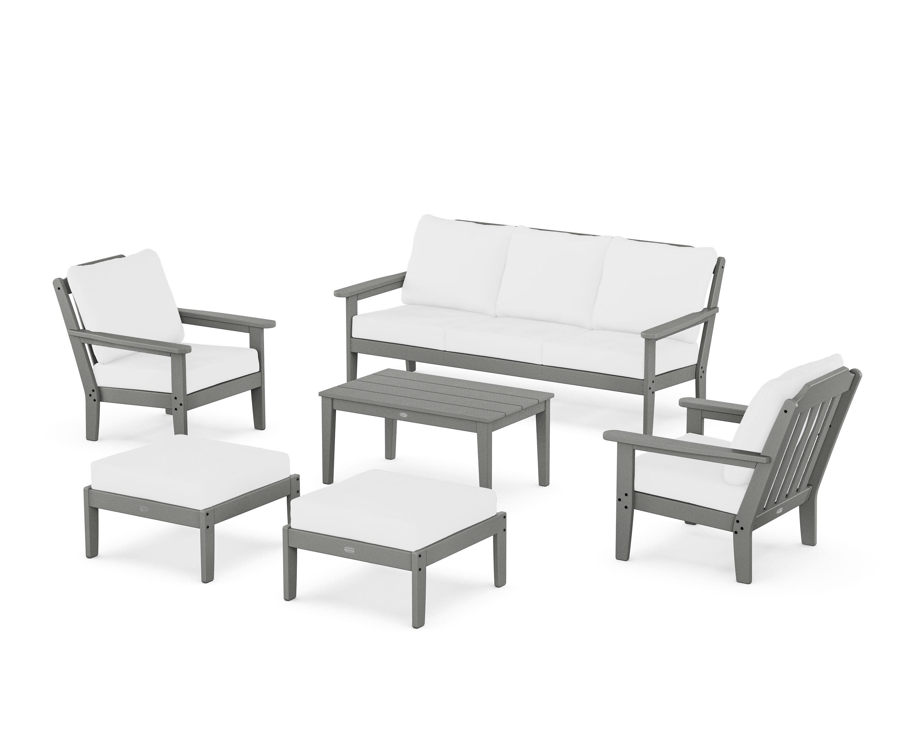Cottage 6-Piece Lounge Sofa Set in Slate Grey / Natural