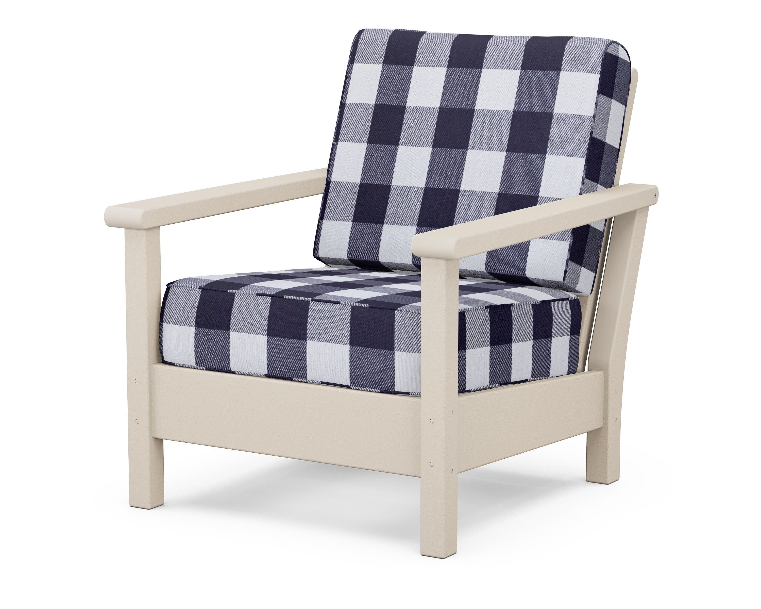 Harbour Deep Seating Chair in Sand / Buffalo Plaid Navy