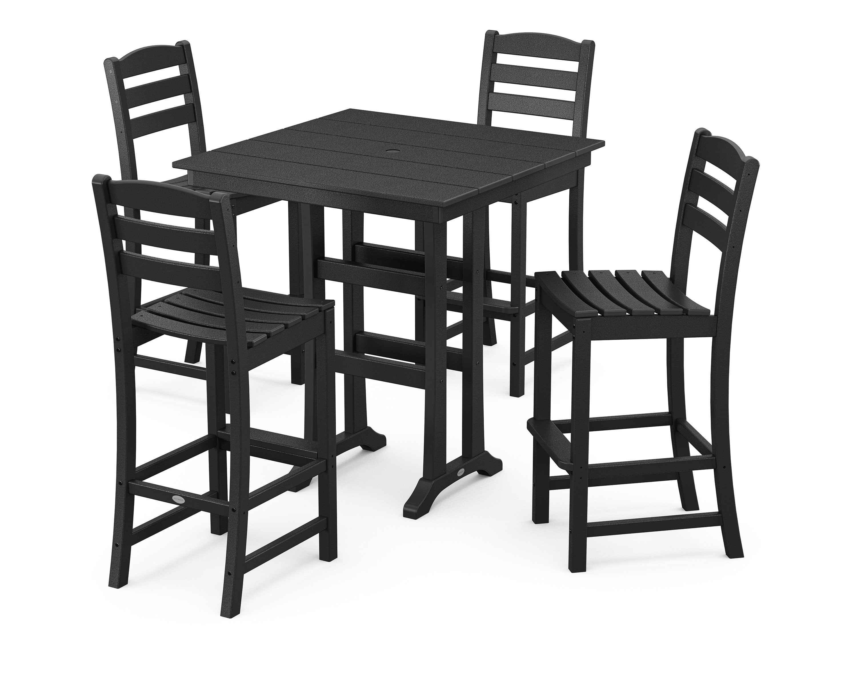 La Casa Caf 5-Piece Farmhouse Trestle Bar Set in Black
