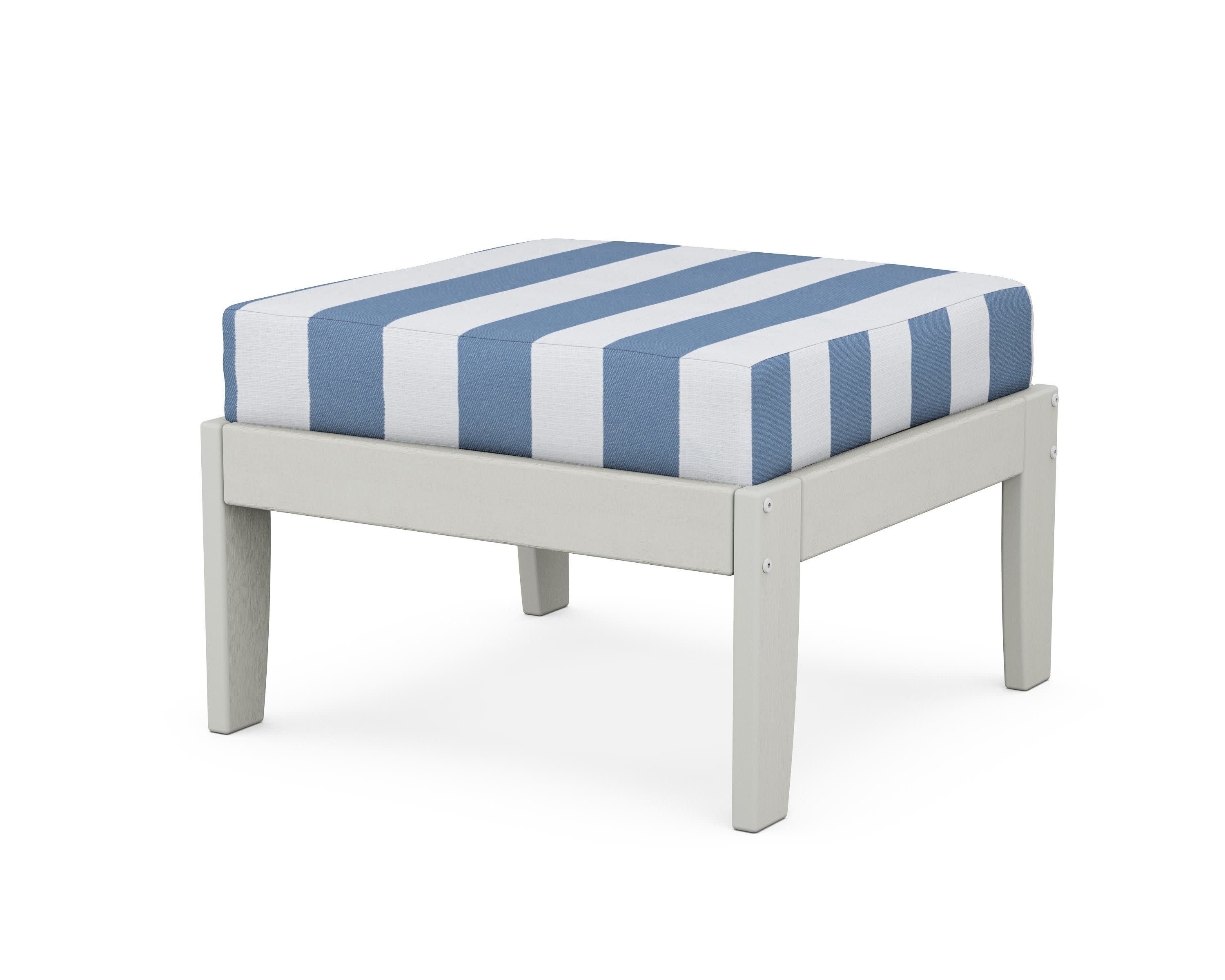 Modular Ottoman - Classic in Vintage White / Cabana Stripe Sky Blue