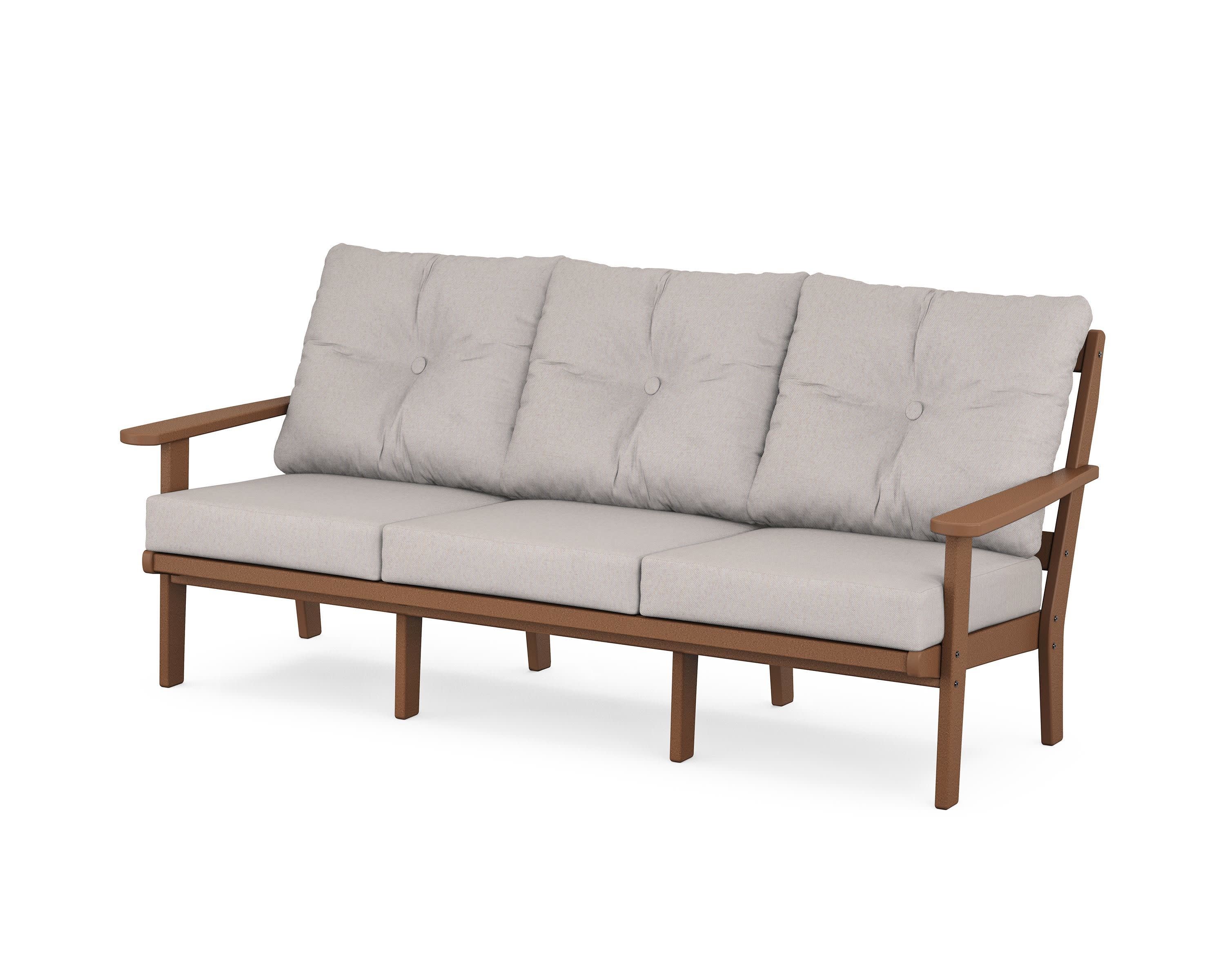 Mission Deep Seating Sofa in Teak / Dune Burlap