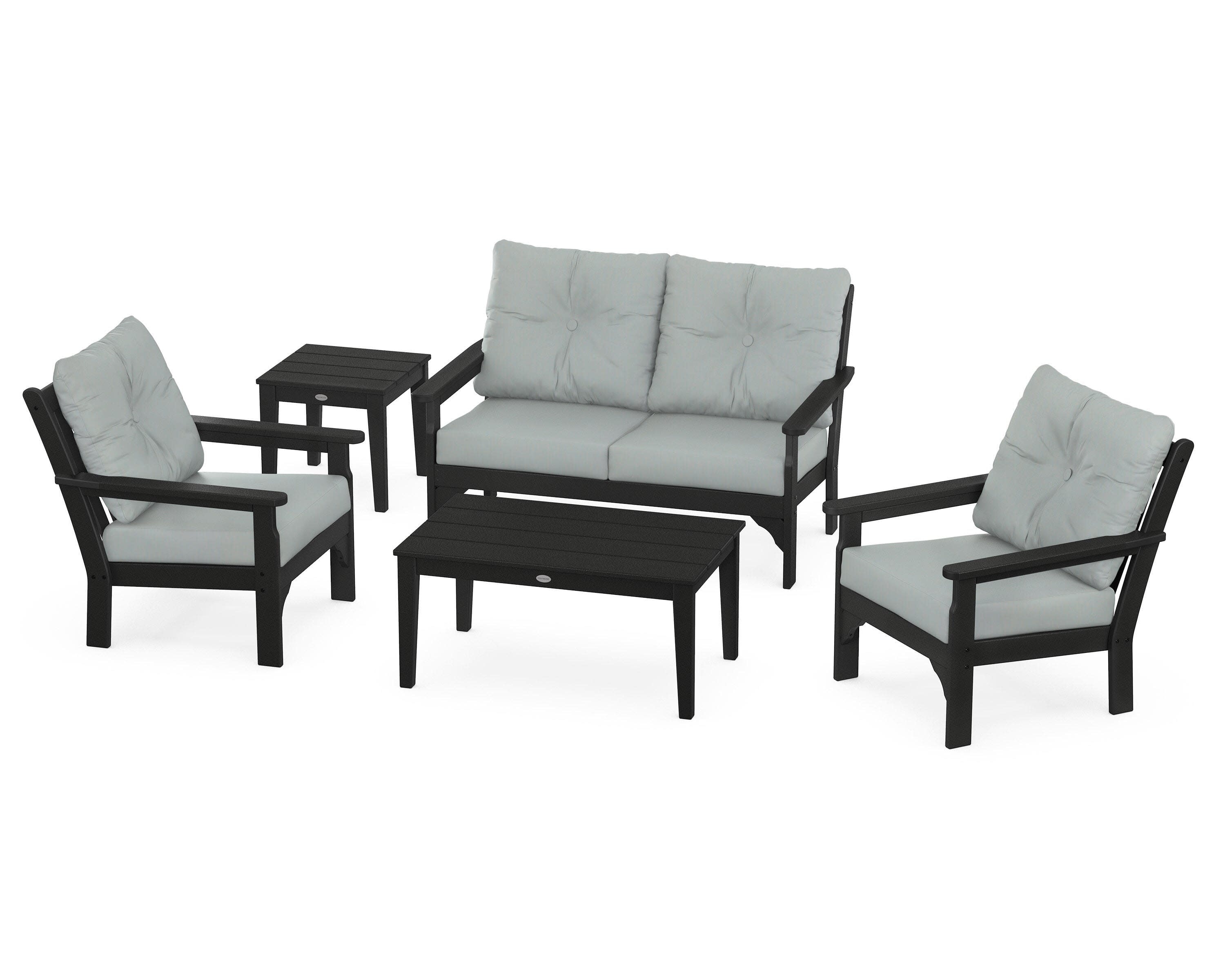 Vineyard 5-Piece Deep Seating Set in Black / Spa