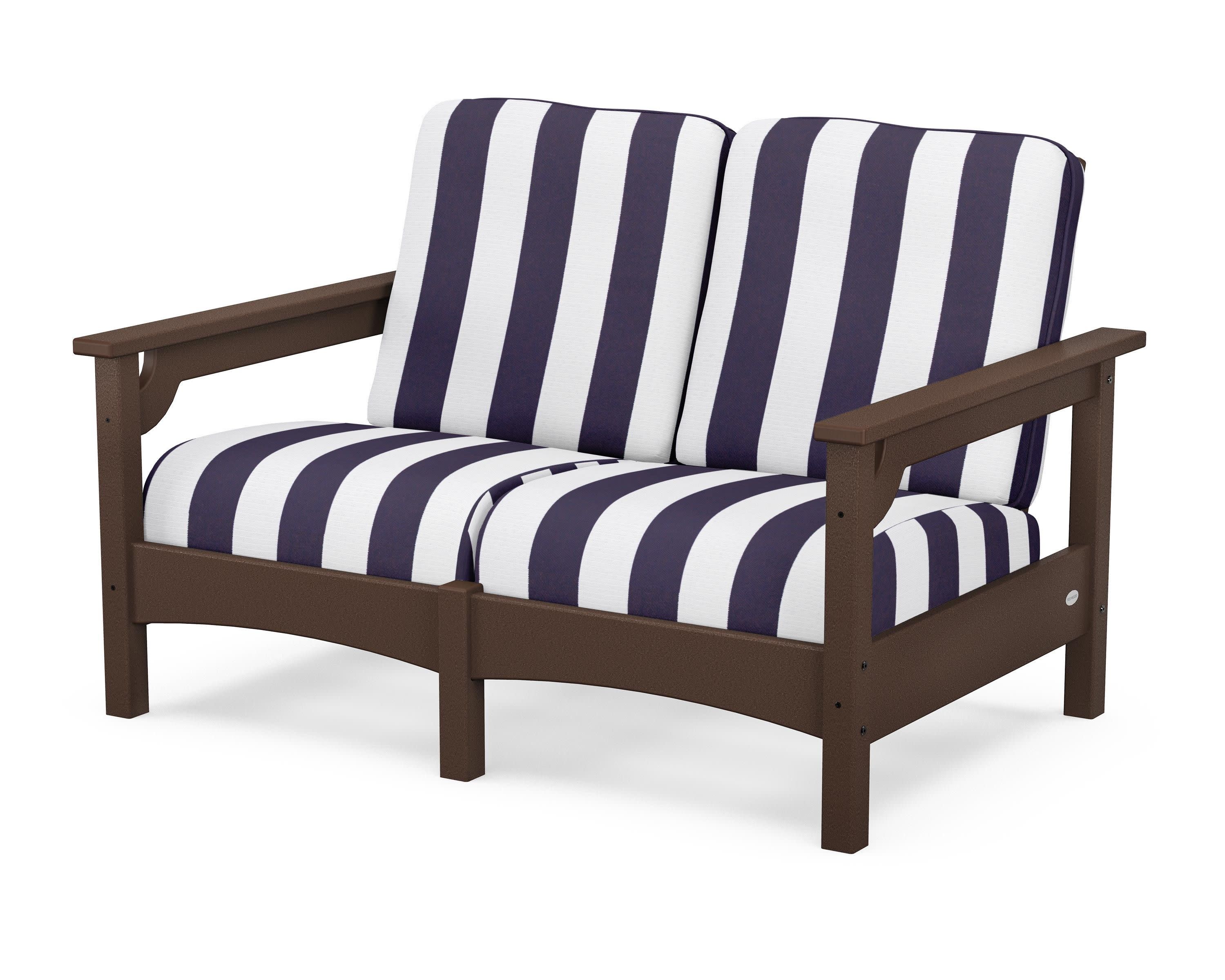 Club Loveseat in Mahogany / Cabana Stripe Navy
