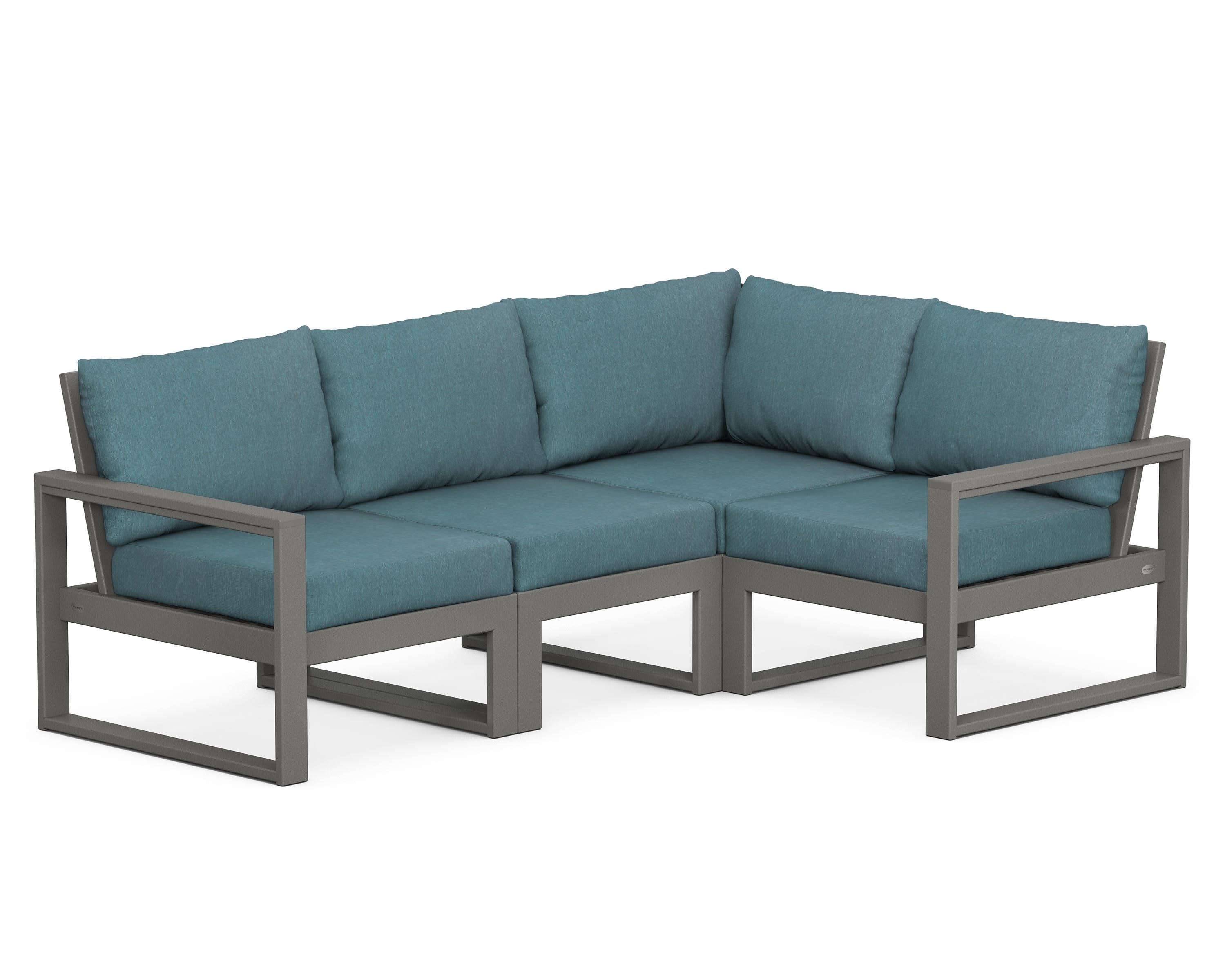 EDGE 4-Piece Modular Deep Seating Set in Slate Grey / Ocean Teal