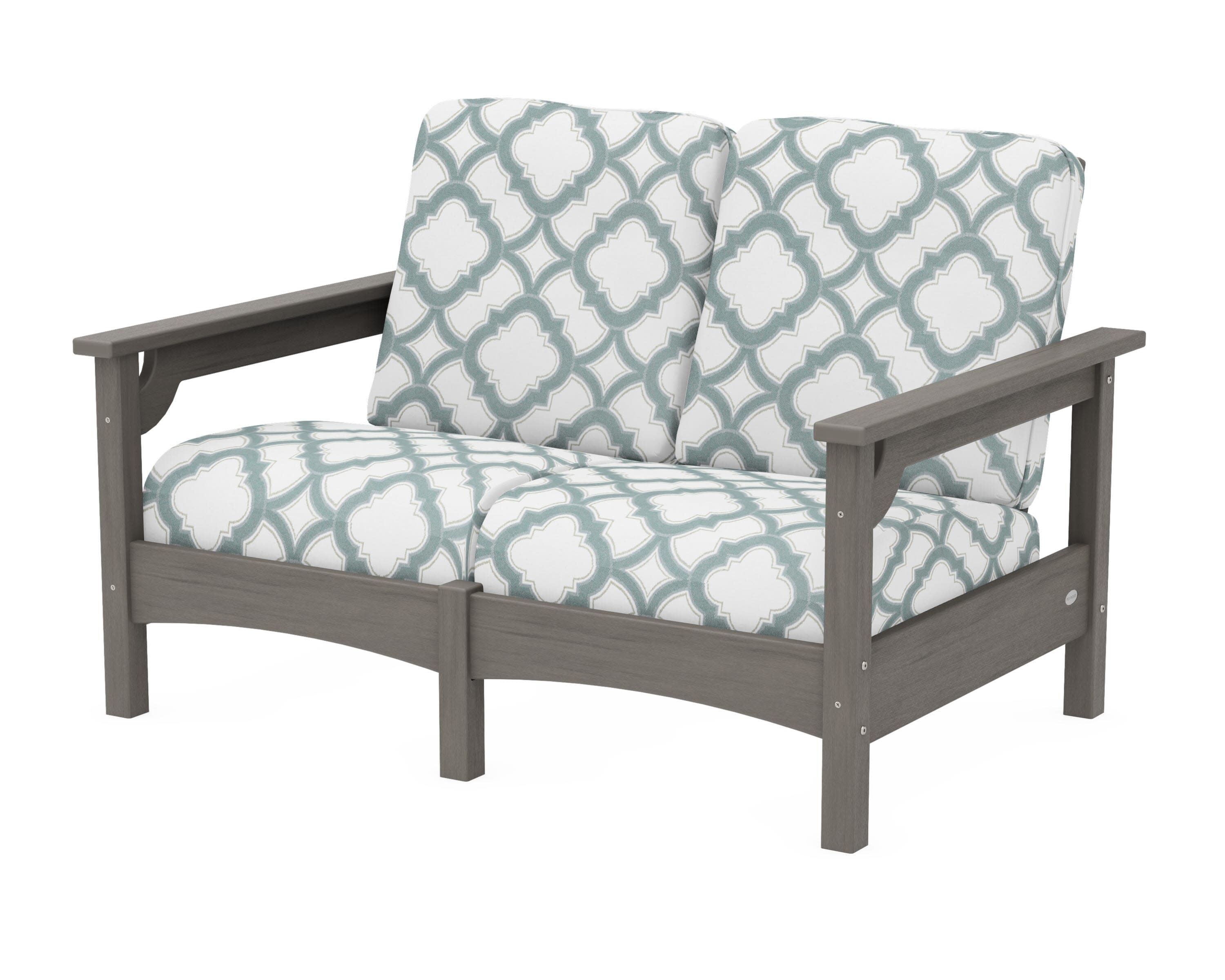 Club Loveseat in Driftwood / Trellis Glacier Spa