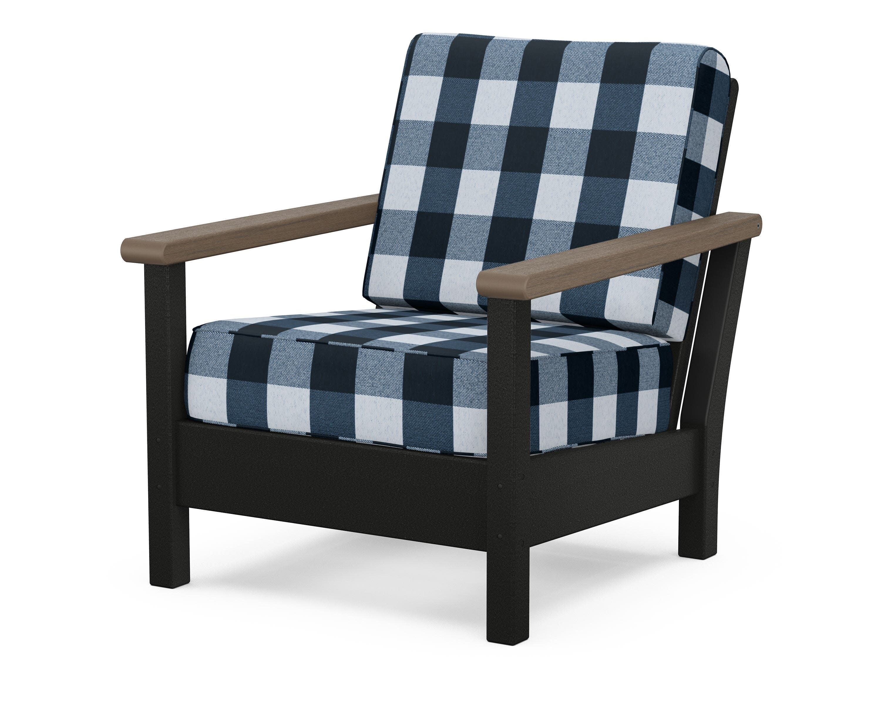 Harbour Deep Seating Chair in Black / Kona / Buffalo Plaid Marine Indigo