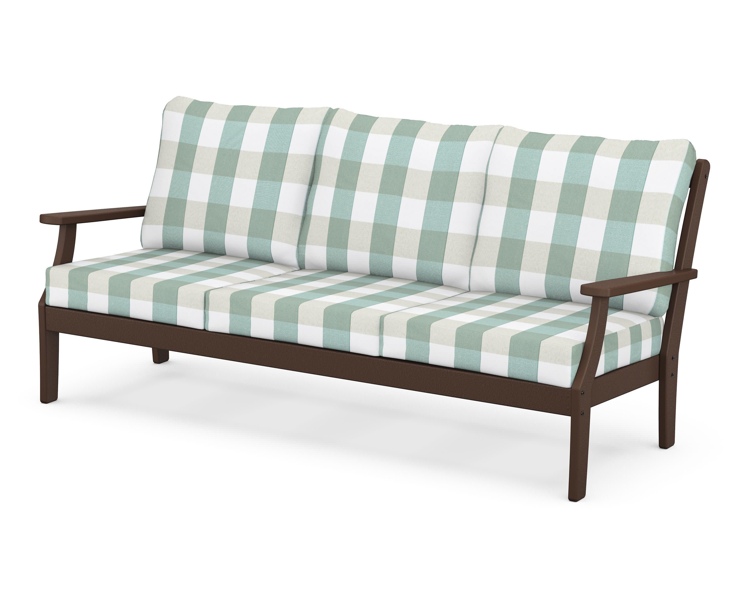 Braxton Deep Seating Sofa in Mahogany / Buffalo Plaid Glacier Spa